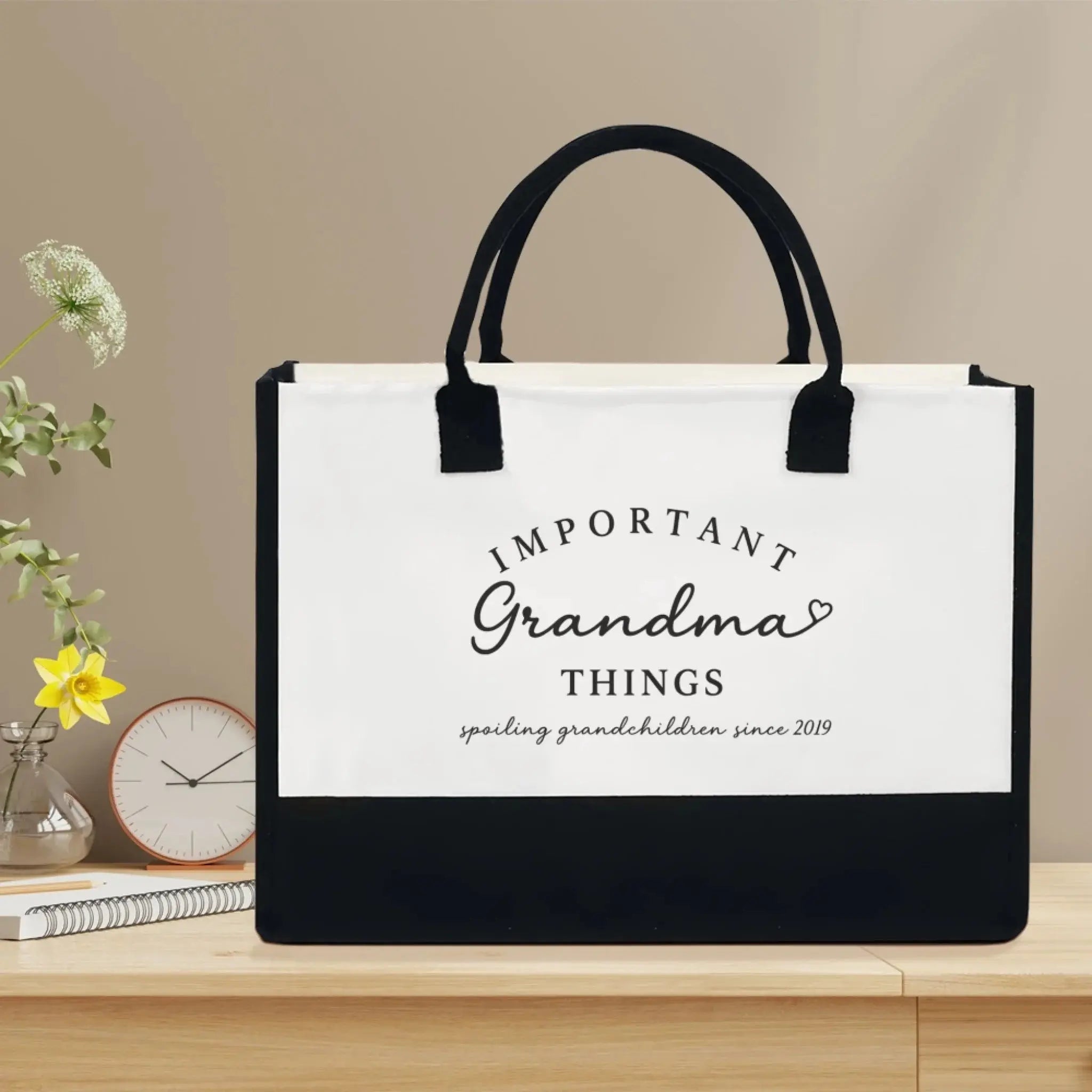 Important Grandma Things Inside – Personalized Canvas Tote Bag, Thoughtful Gift for Grandmother, Perfect for Babysitting, Travel, and Grocery Days 1