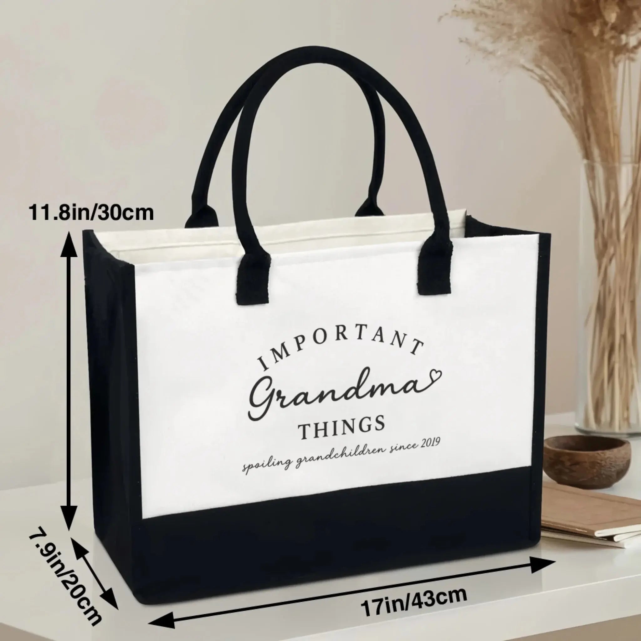 Important Grandma Things Inside – Personalized Canvas Tote Bag, Thoughtful Gift for Grandmother, Perfect for Babysitting, Travel, and Grocery Days 4