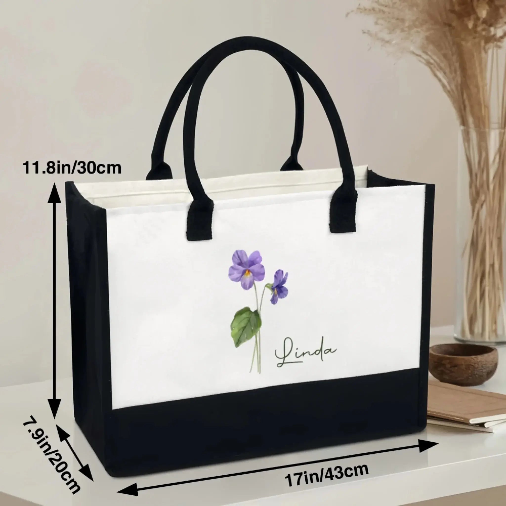 Friends Are Flowers That Never Fade – Personalized Floral Month Canvas Tote Bag, Custom Birthday Gift for Besties 5