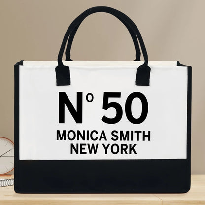 Celebrating You in Style – Personalized Birthday Canvas Tote Bag with Name & State, Custom 40th or 50th Birthday Gift for Her