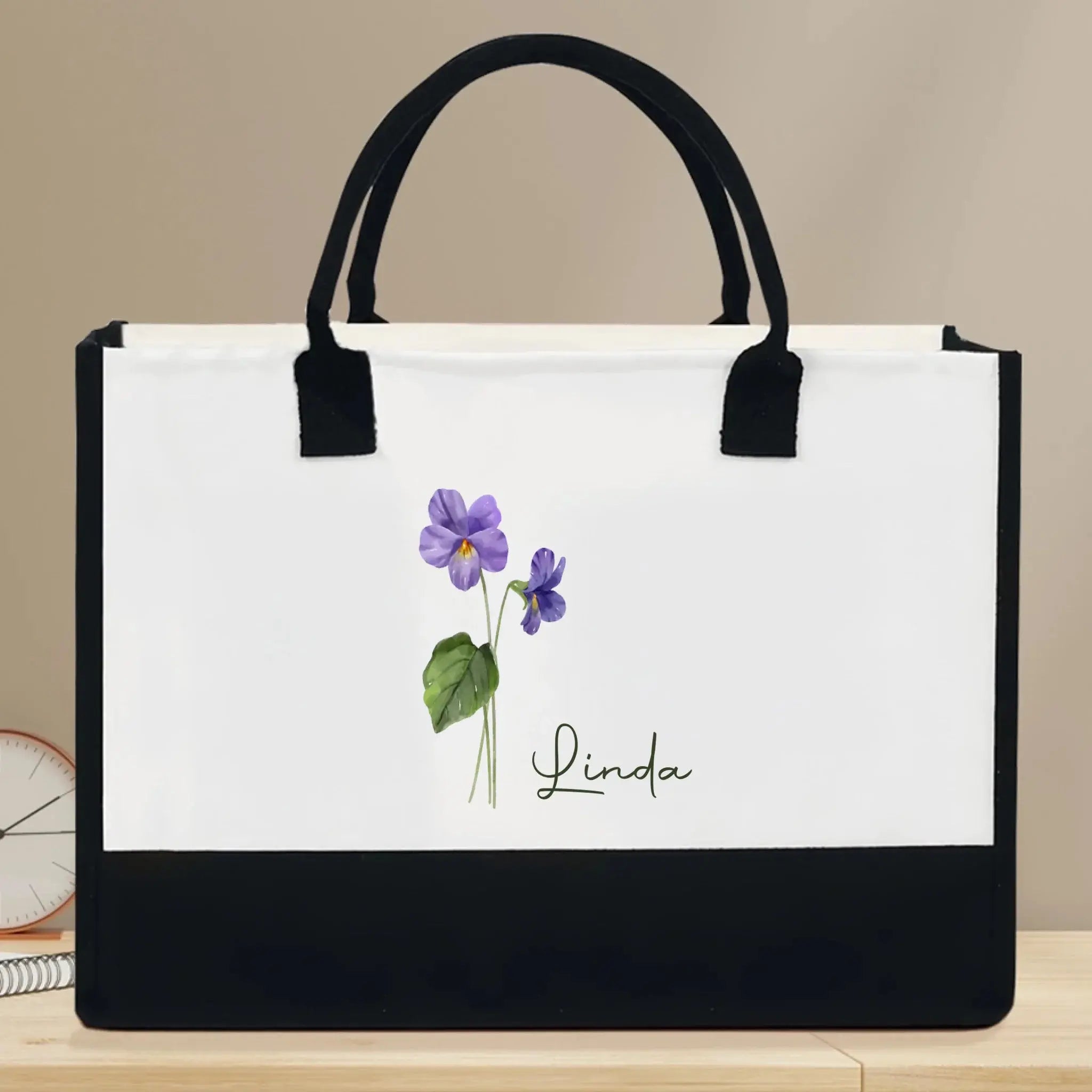 Friends Are Flowers That Never Fade – Personalized Floral Month Canvas Tote Bag, Custom Birthday Gift for Besties
