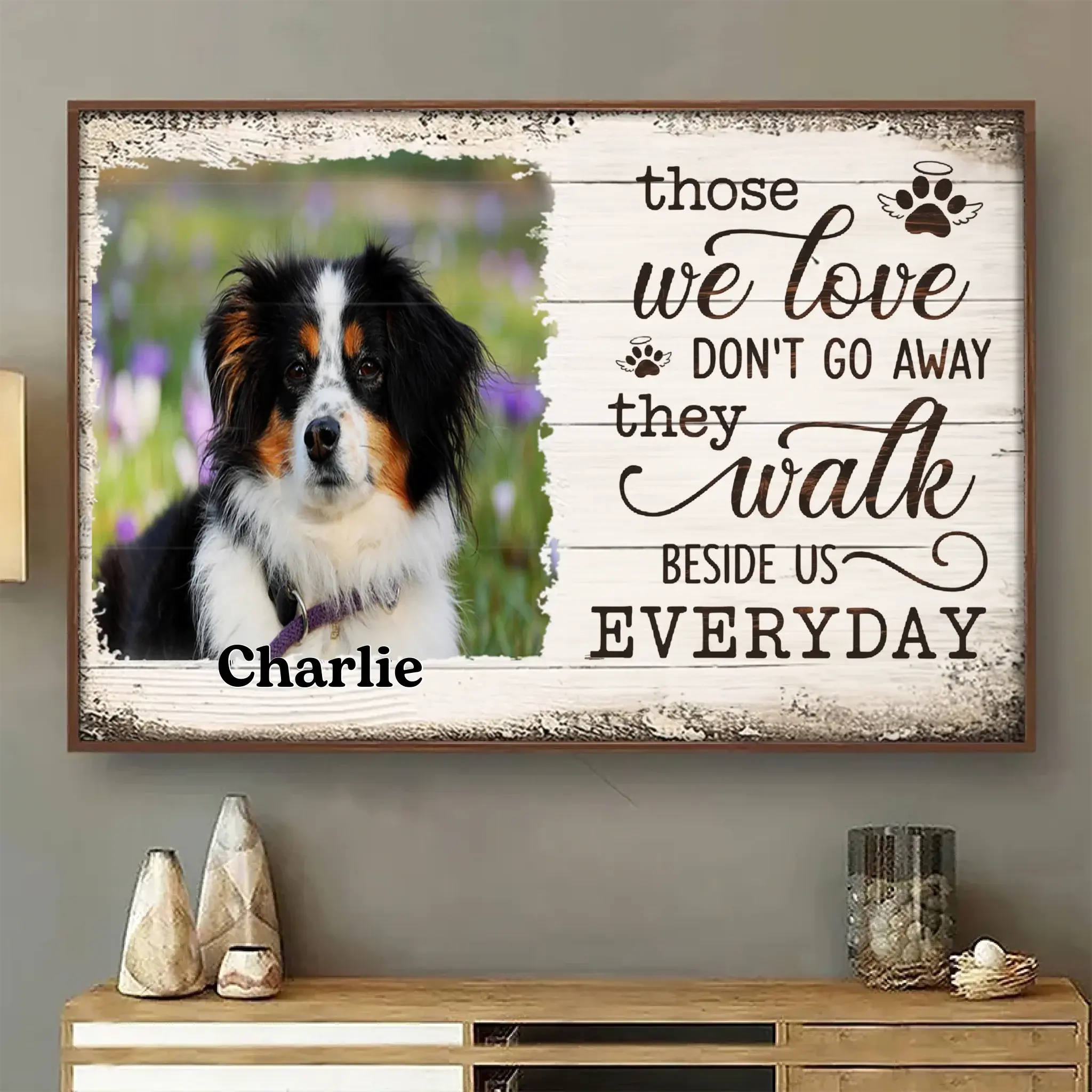 Those We Love Don’t Go Away – They Walk Beside Us Every Day – Personalized Horizontal Poster, Memorial Gift for Family and Loved Ones Duconspace