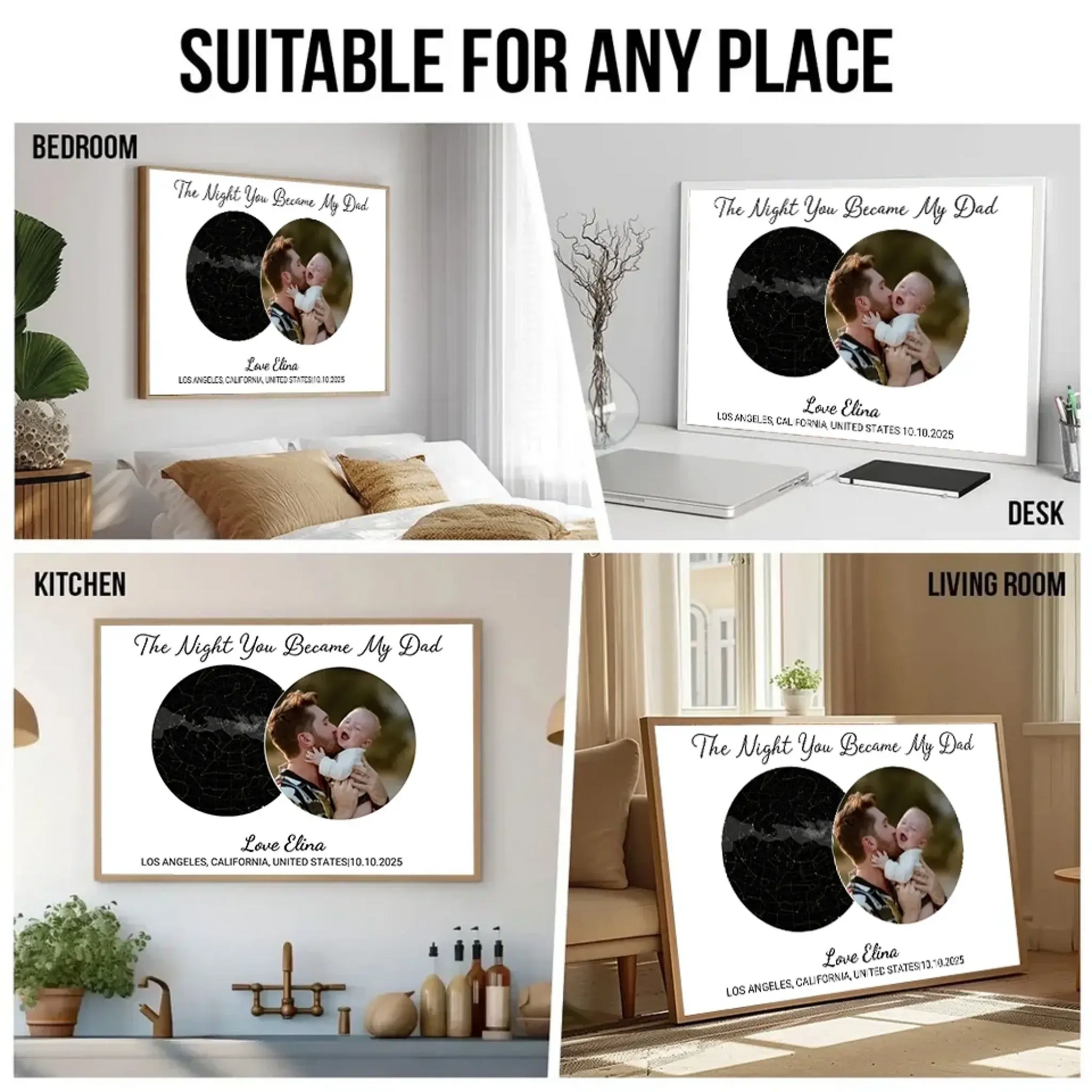 4. The Night You Became My Dad – Custom Star Map & Photo Poster, Personalized Gift for Father to Celebrate a Special Moment