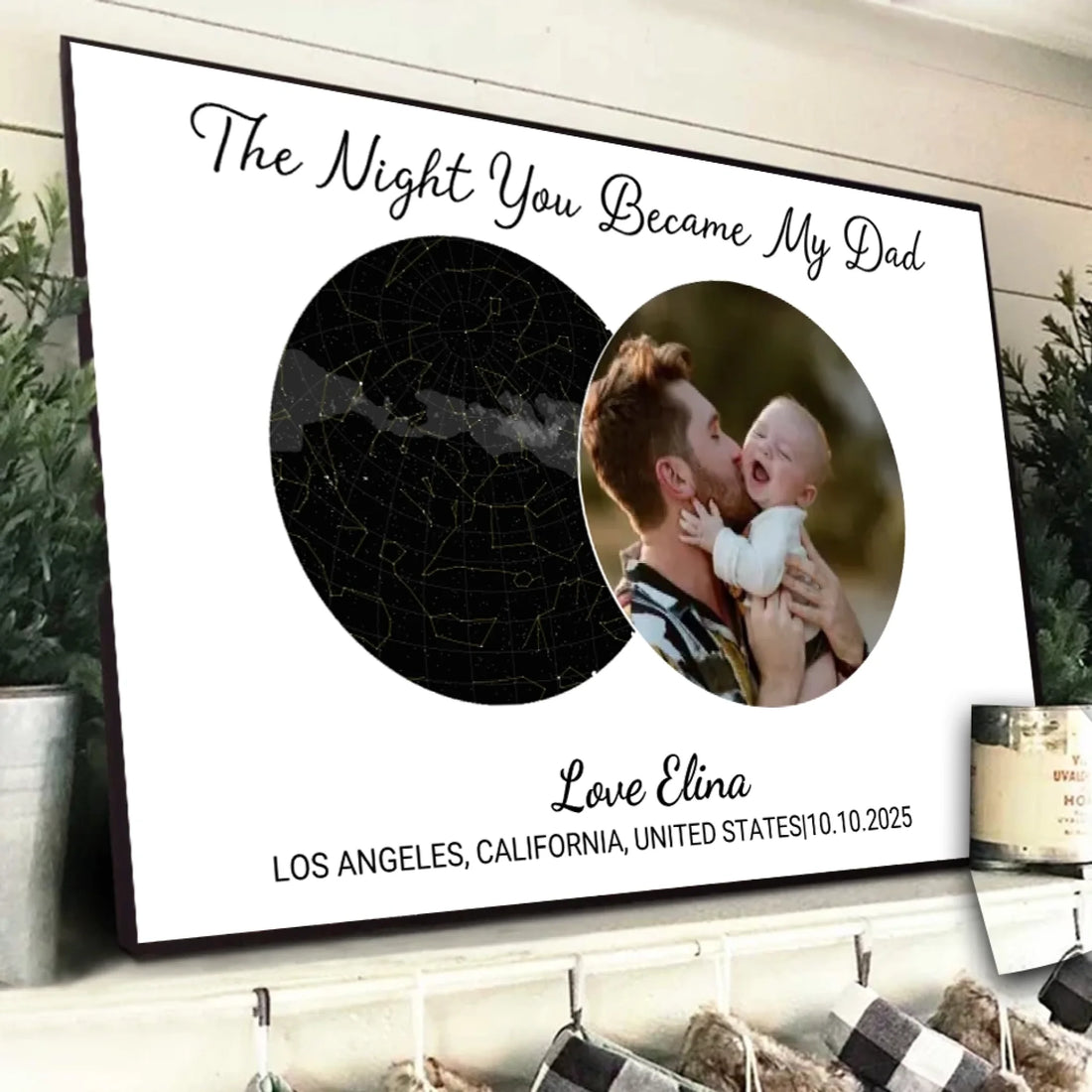 1. The Night You Became My Dad – Custom Star Map & Photo Poster, Personalized Gift for Father to Celebrate a Special Moment
