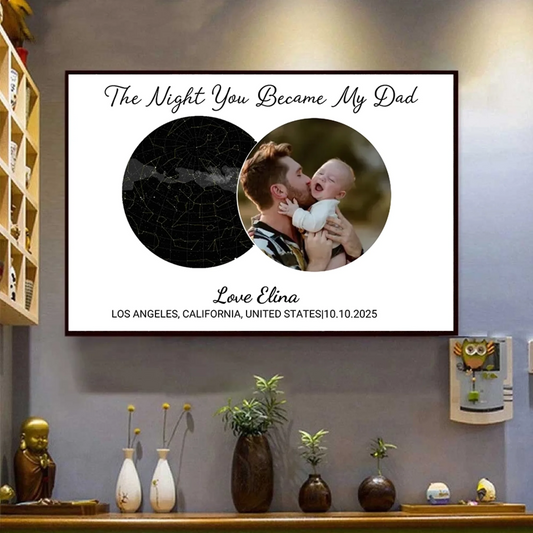 1. The Night You Became My Dad – Custom Star Map & Photo Poster, Personalized Gift for Father to Celebrate a Special Moment