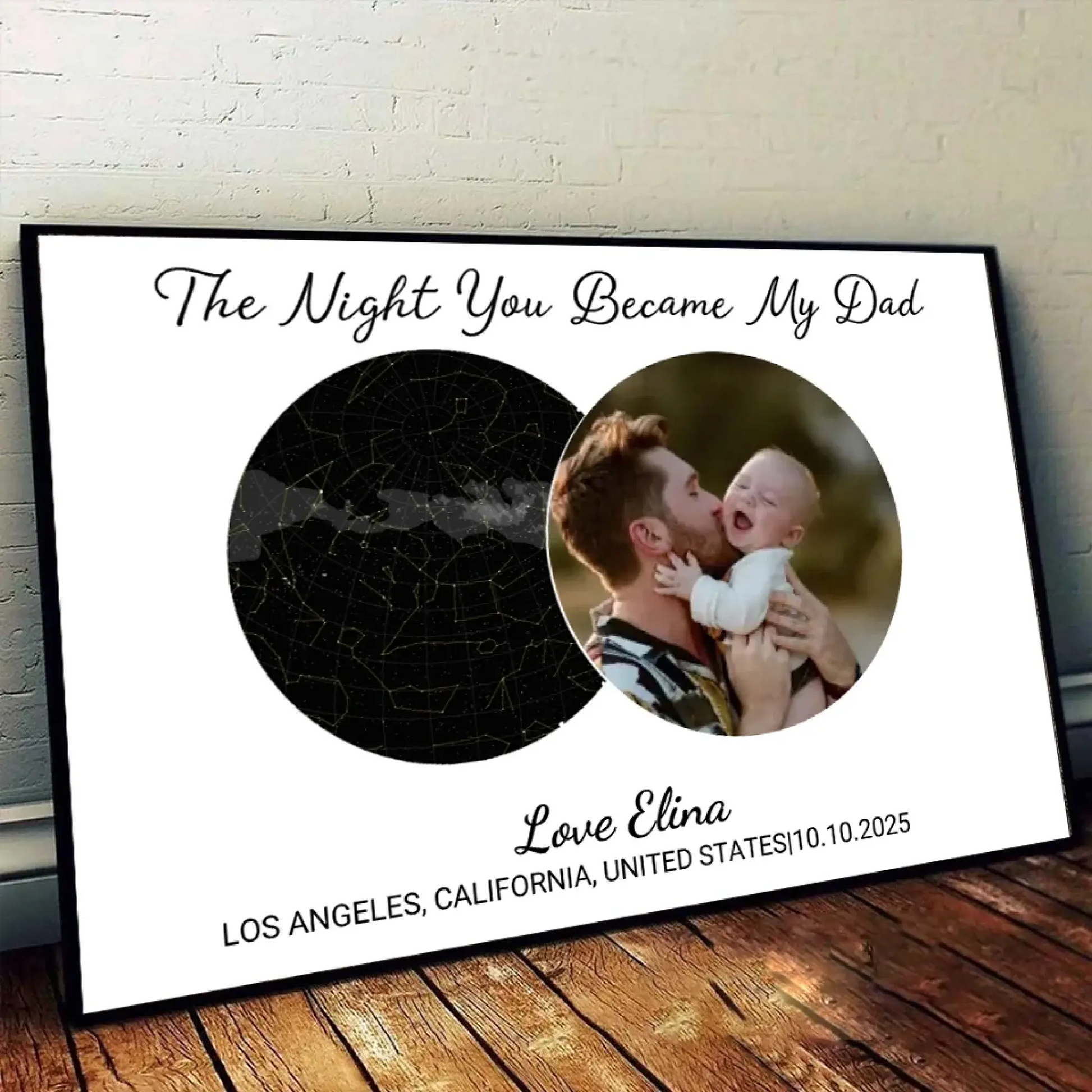 3. The Night You Became My Dad – Custom Star Map & Photo Poster, Personalized Gift for Father to Celebrate a Special Moment