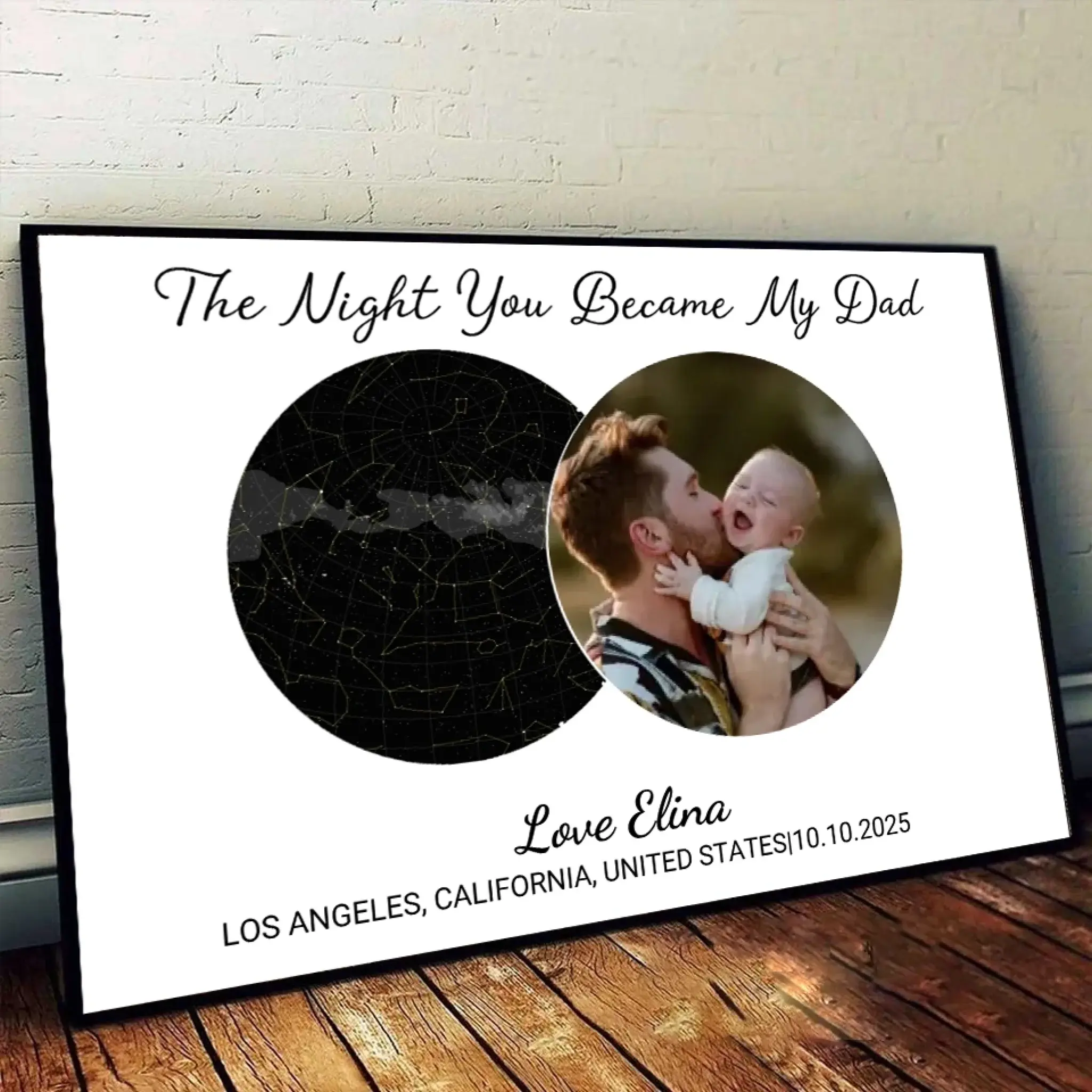 3. The Night You Became My Dad – Custom Star Map & Photo Poster, Personalized Gift for Father to Celebrate a Special Moment