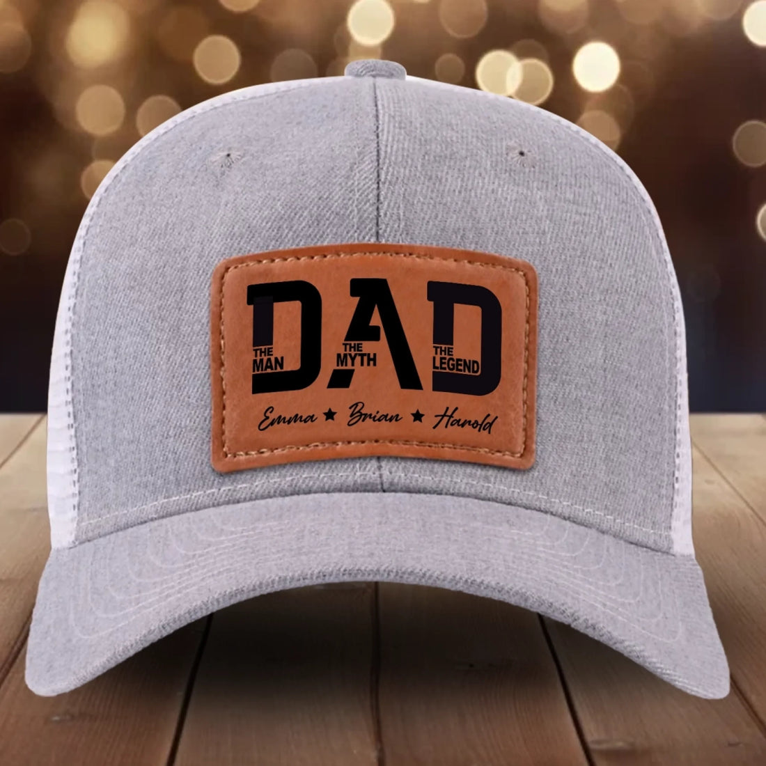 The Man - The Myth - The Legend - Leather Patch Hat – Personalized Dad Gift for Father’s Day or Birthday