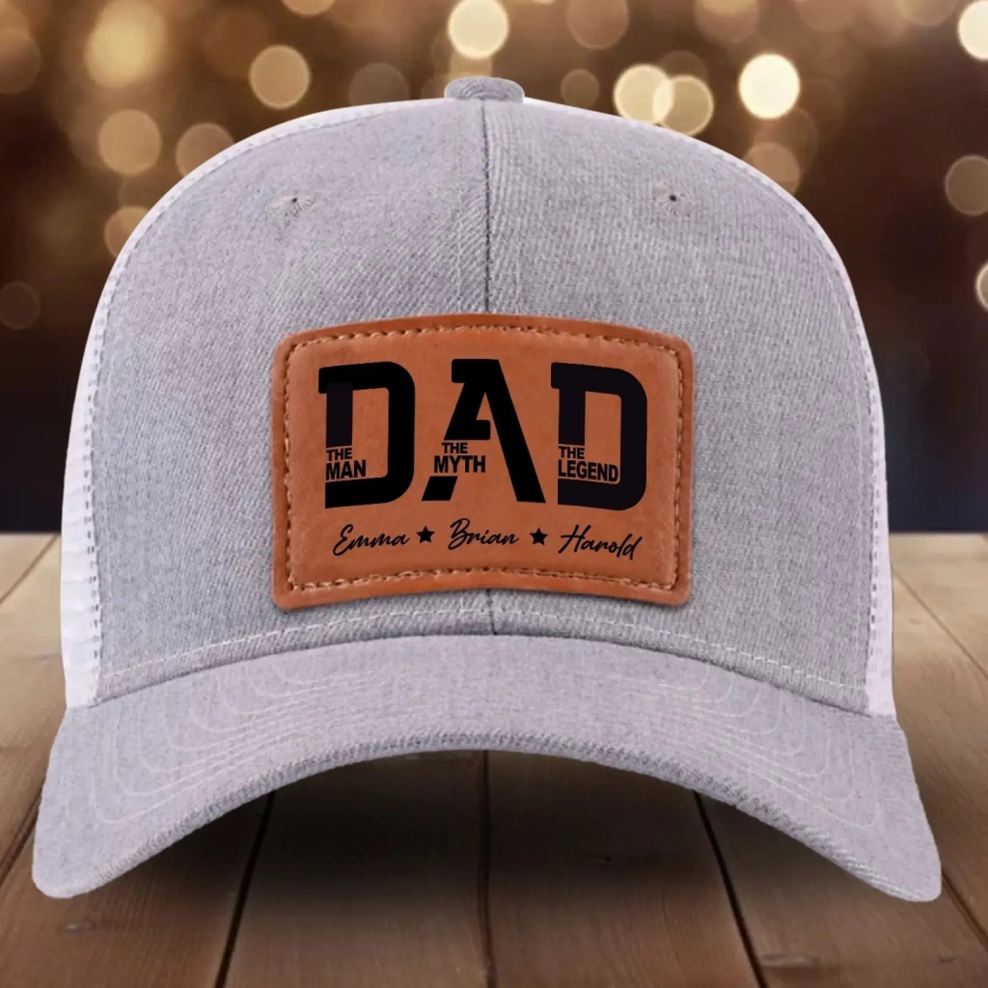 The Man - The Myth - The Legend - Leather Patch Hat – Personalized Dad Gift for Father’s Day or Birthday