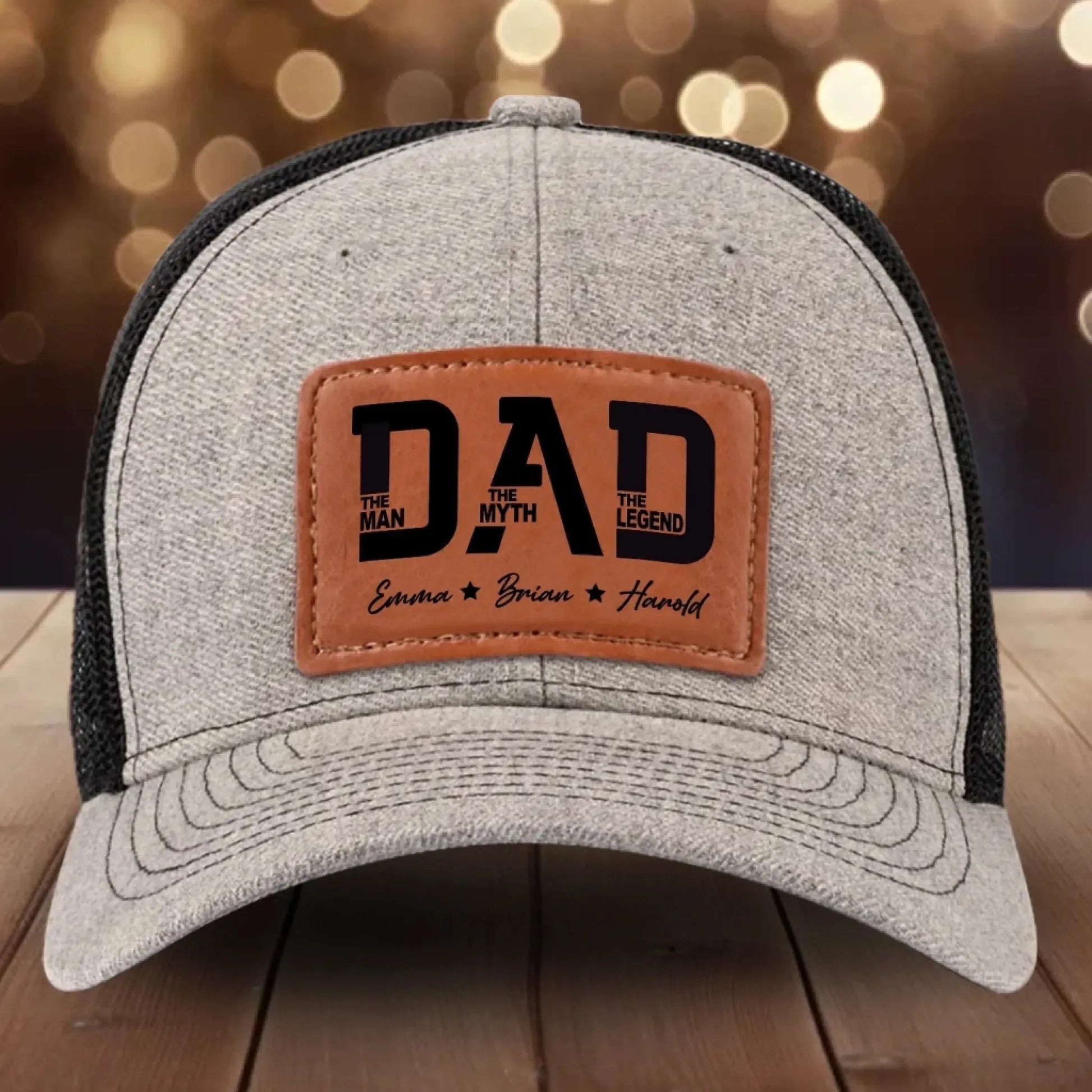 The Man - The Myth - The Legend - Leather Patch Hat – Personalized Dad Gift for Father’s Day or Birthday