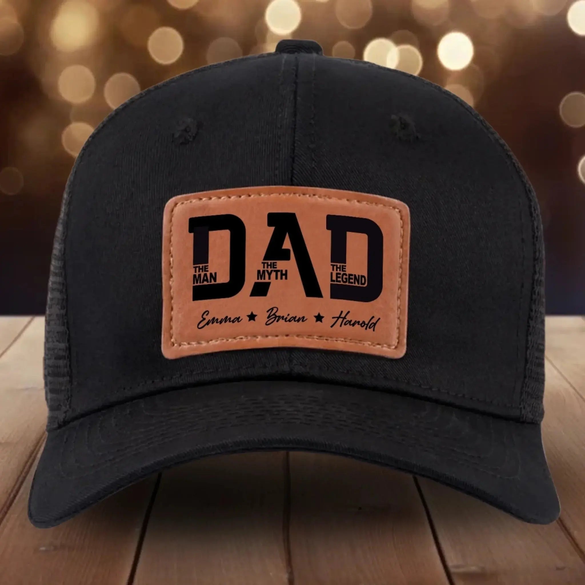 The Man - The Myth - The Legend - Leather Patch Hat – Personalized Dad Gift for Father’s Day or Birthday
