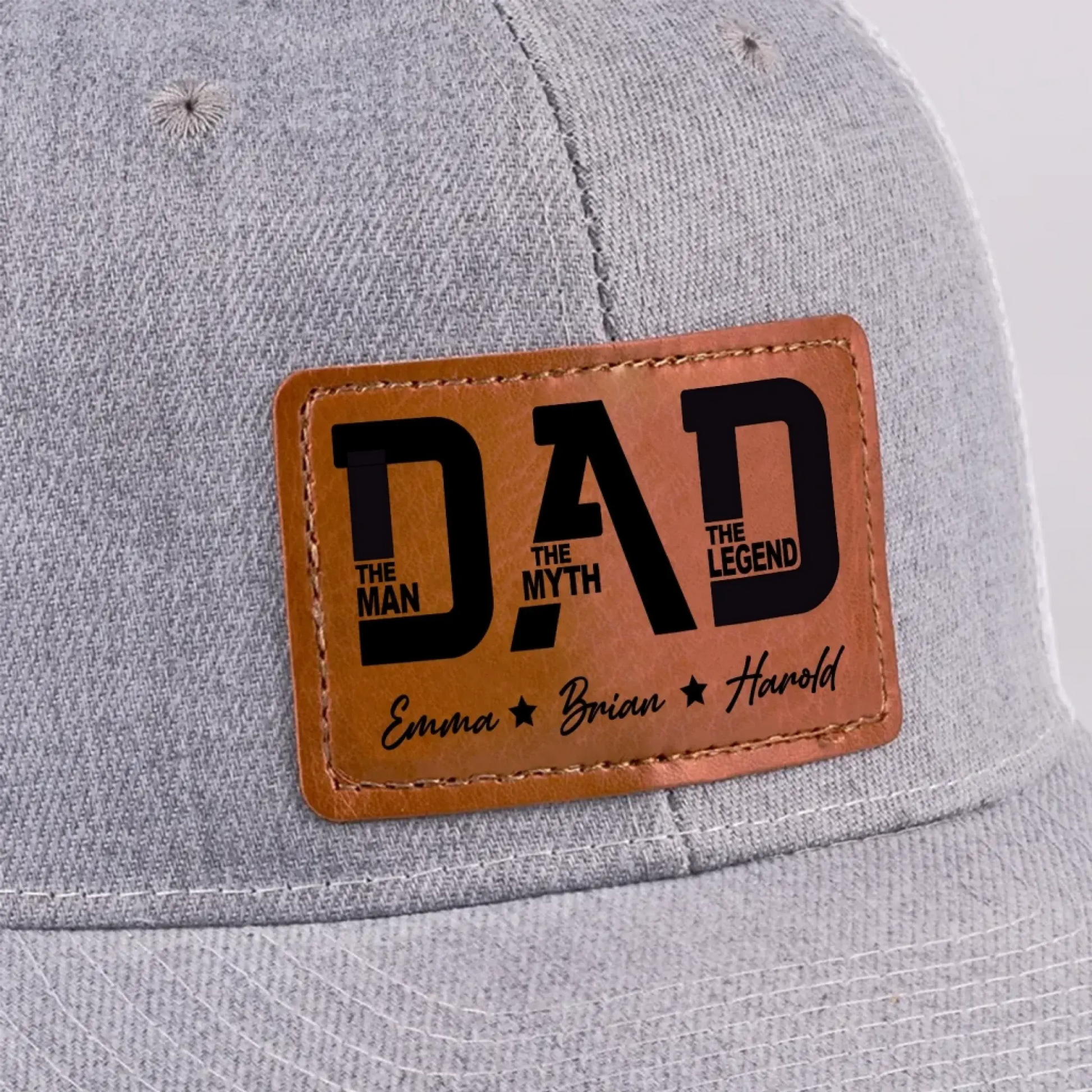 The Man - The Myth - The Legend - Leather Patch Hat – Personalized Dad Gift for Father’s Day or Birthday