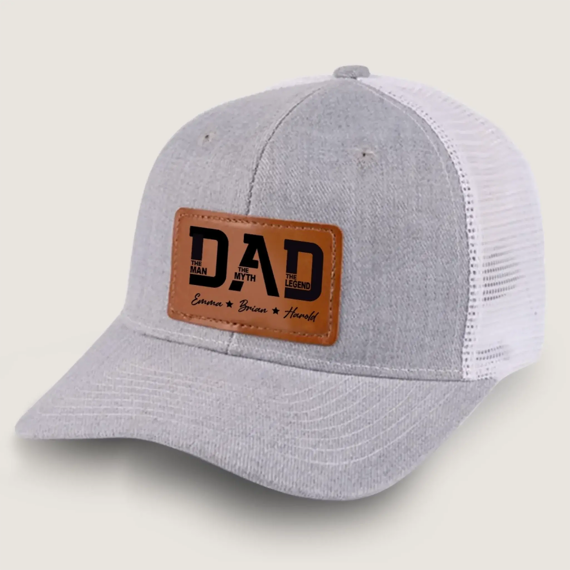 The Man - The Myth - The Legend - Leather Patch Hat – Personalized Dad Gift for Father’s Day or Birthday
