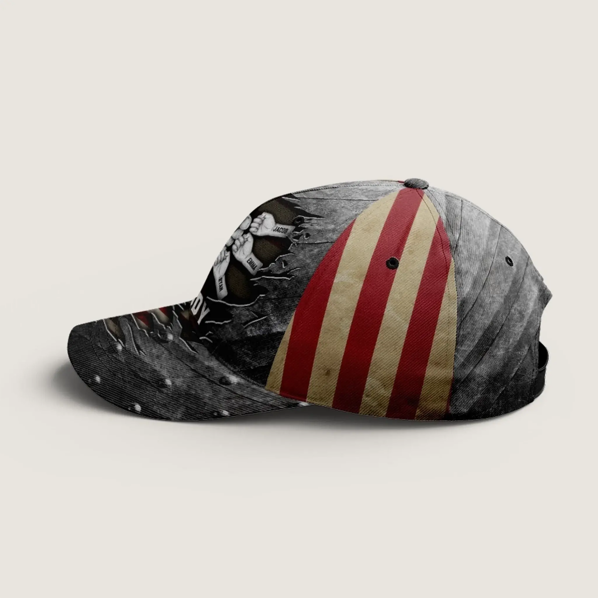 Daddy & Kids Fist Bump - Classic Cap – Personalized Gift for Dad from Son & Daughter – American Flag Hat for Father’s Day