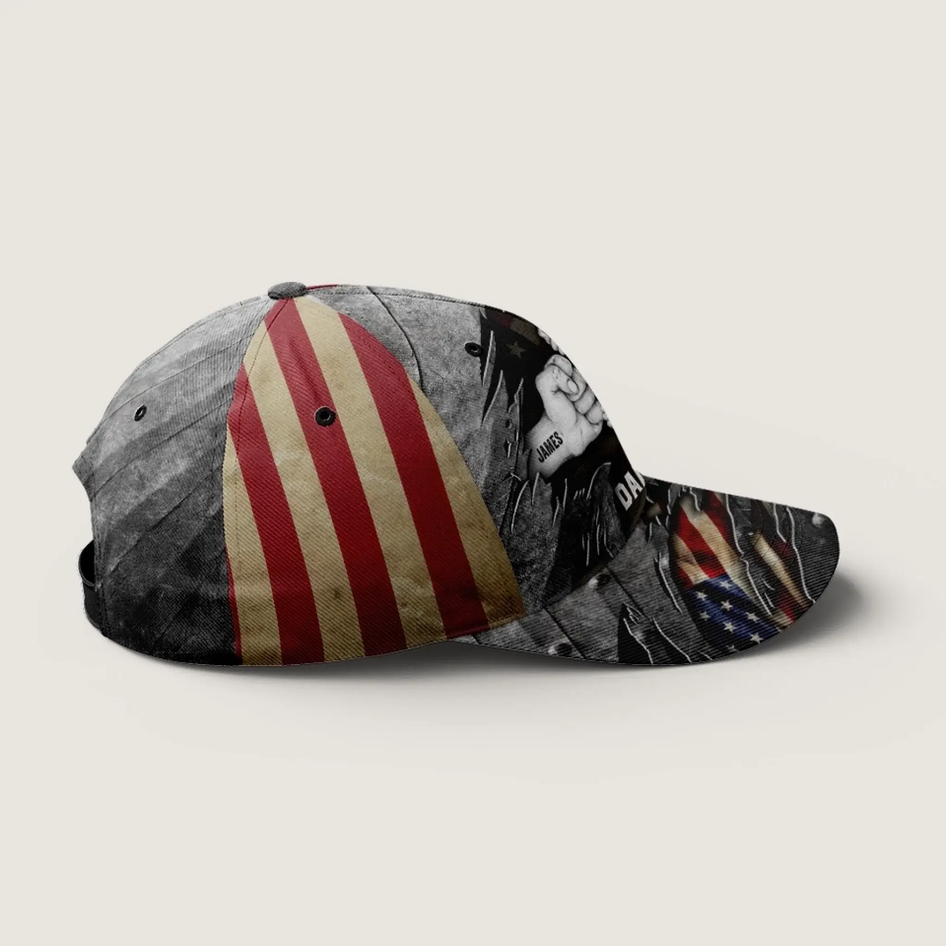 Daddy & Kids Fist Bump - Classic Cap – Personalized Gift for Dad from Son & Daughter – American Flag Hat for Father’s Day