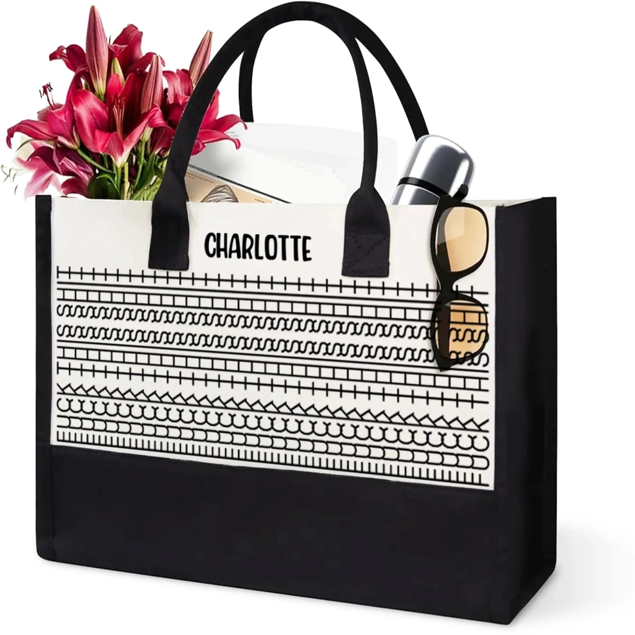 Shhh... It’s a Hidden Message – Custom Name Canvas Tote Bag, Funny and Sarcastic Gift for Coworkers and Office Besties