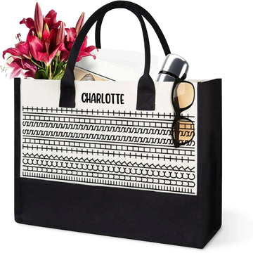 Shhh... It’s a Hidden Message – Custom Name Canvas Tote Bag, Funny and Sarcastic Gift for Coworkers and Office Besties