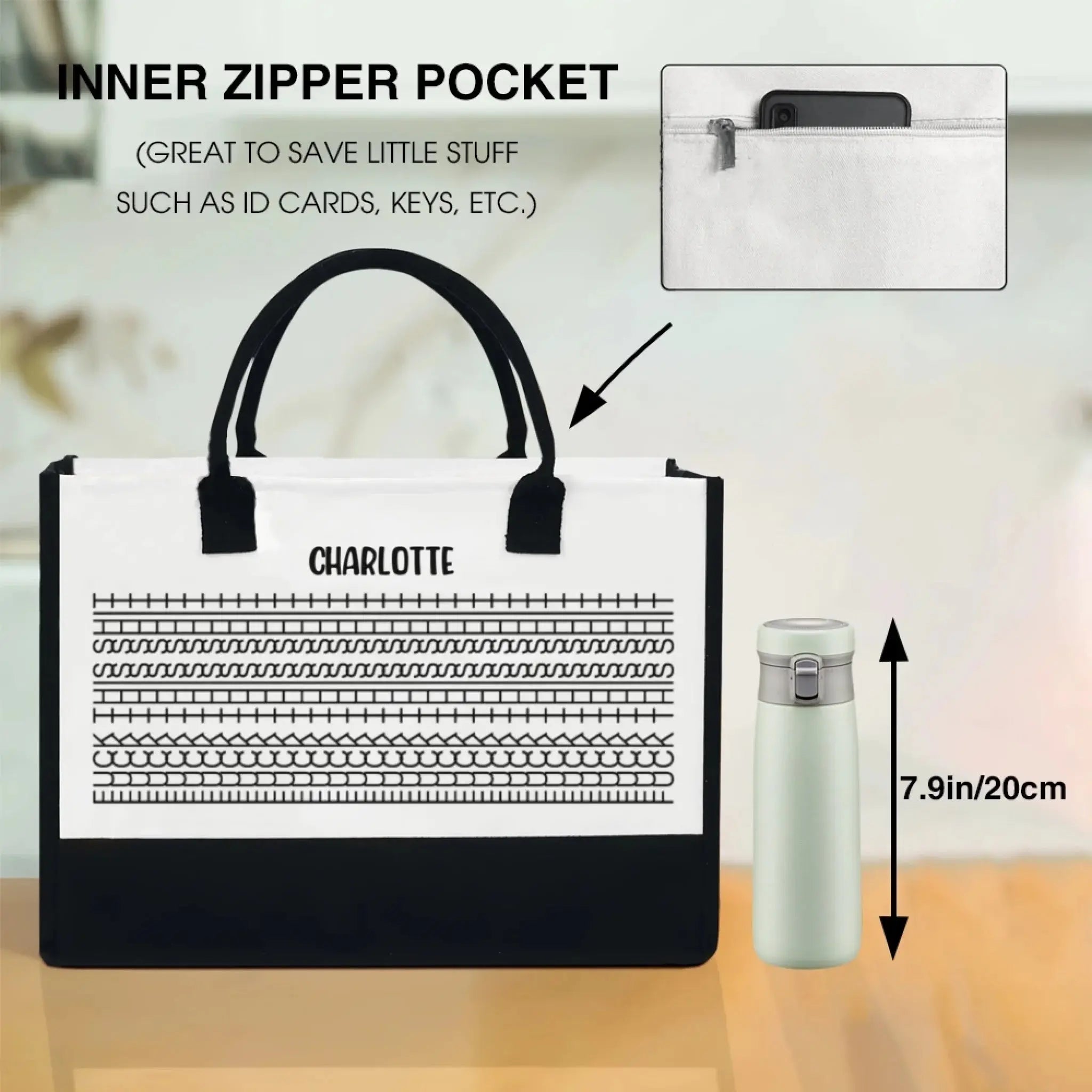 Shhh... It’s a Hidden Message – Custom Name Canvas Tote Bag, Funny and Sarcastic Gift for Coworkers and Office Besties 5