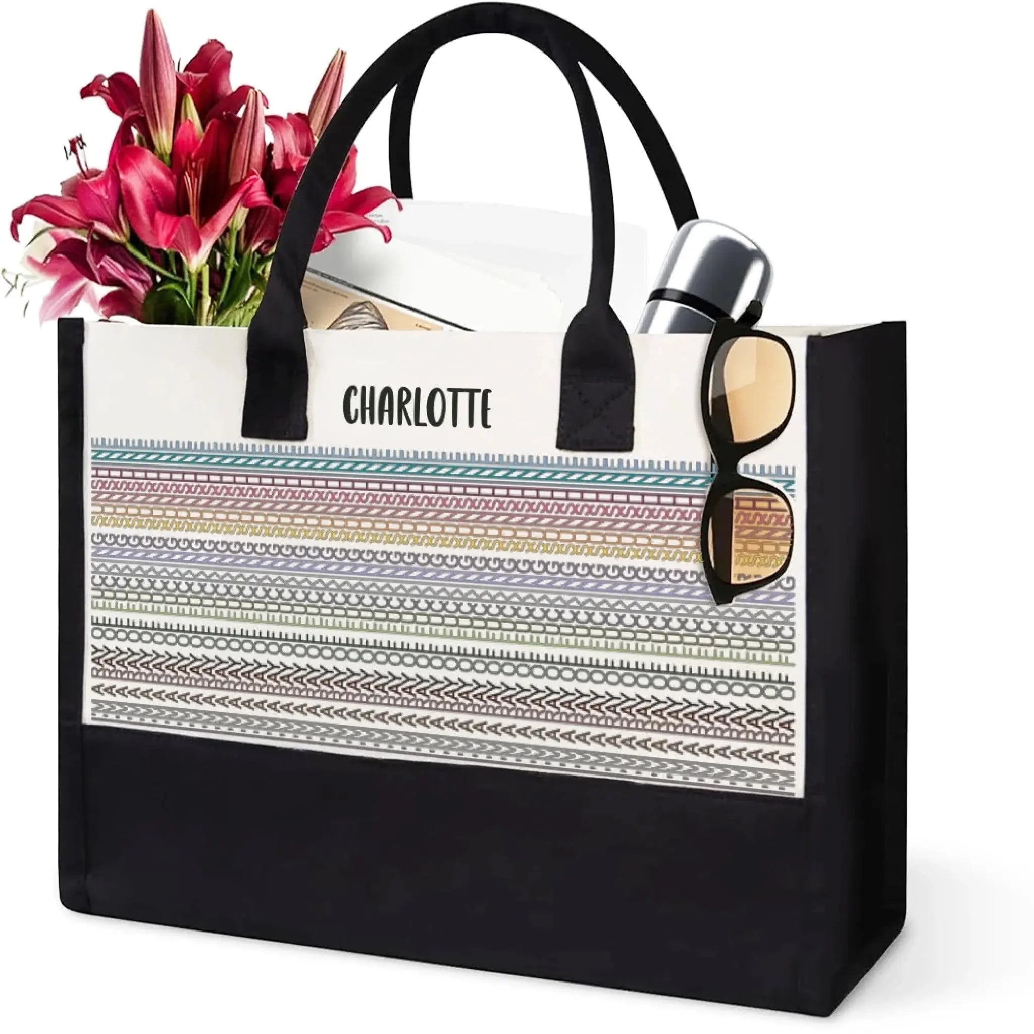 Not Just a Tote, It’s a Warning – Hidden Message Custom Name Canvas Bag, Hilarious Gift for Coworkers and Work Besties