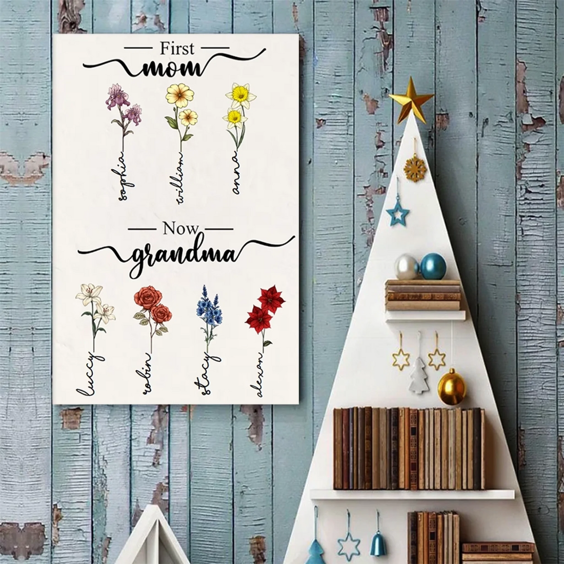 2. First Mom Now Grandma Birth Flowers - Personalized Poster