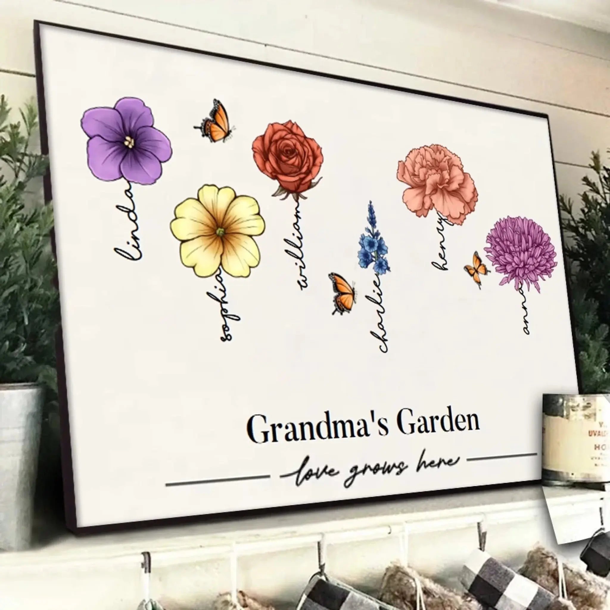 2. Grandma's Garden of Love – Personalized Birth Month Flowers Poster, Custom Gift Celebrating Grandchildren