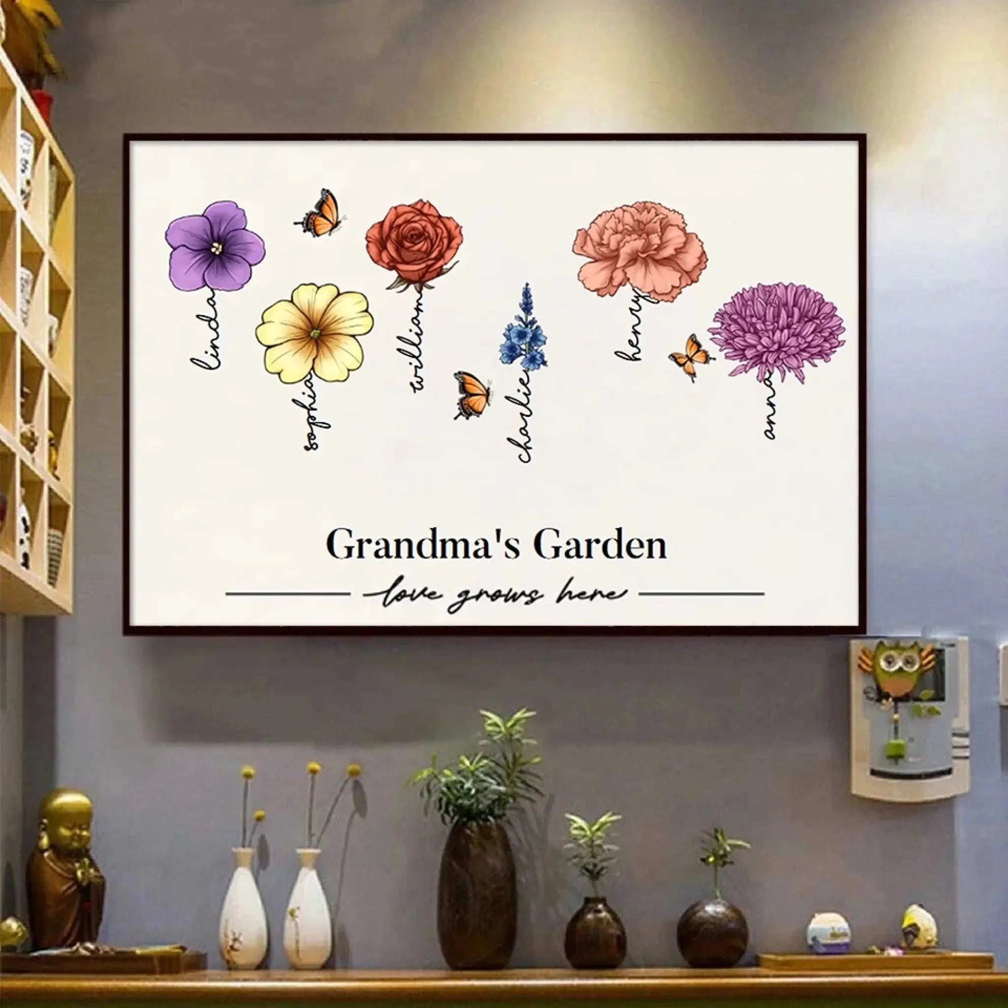 1. Grandma's Garden of Love – Personalized Birth Month Flowers Poster, Custom Gift Celebrating Grandchildren
