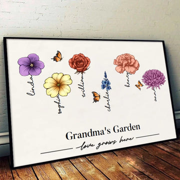 3. Grandma's Garden of Love – Personalized Birth Month Flowers Poster, Custom Gift Celebrating Grandchildren - Copy