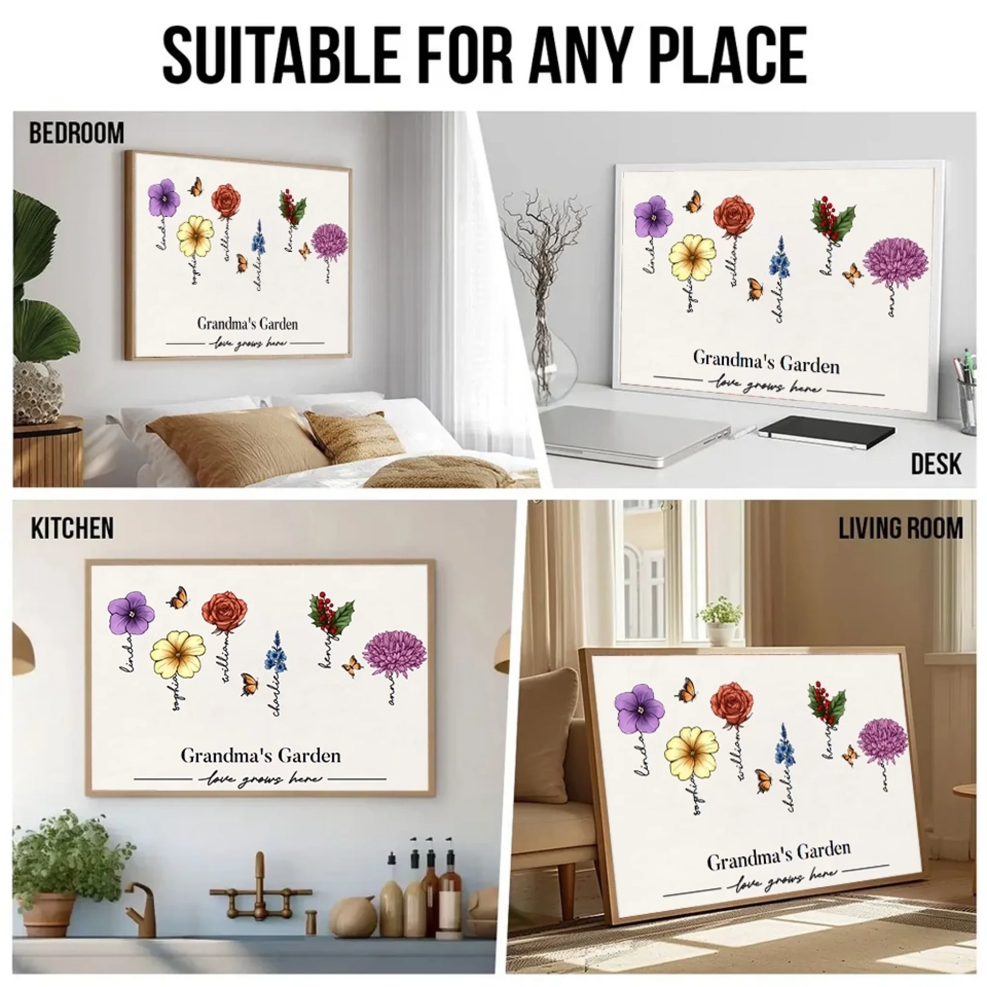 4. Grandma's Garden of Love – Personalized Birth Month Flowers Poster, Custom Gift Celebrating Grandchildren - Copy