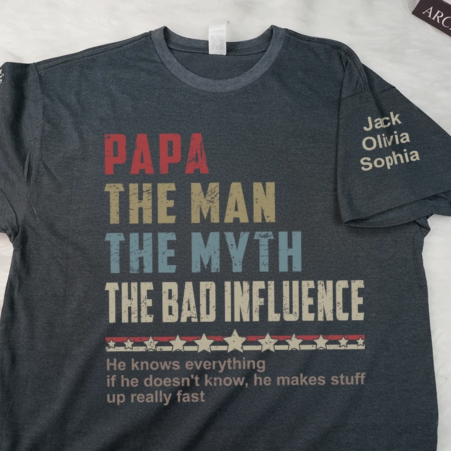 Papa The Man The Myth The Legend – Personalized Dad, Papa, Grandpa T-Shirt, Custom Birthday & Father’s Day Gift