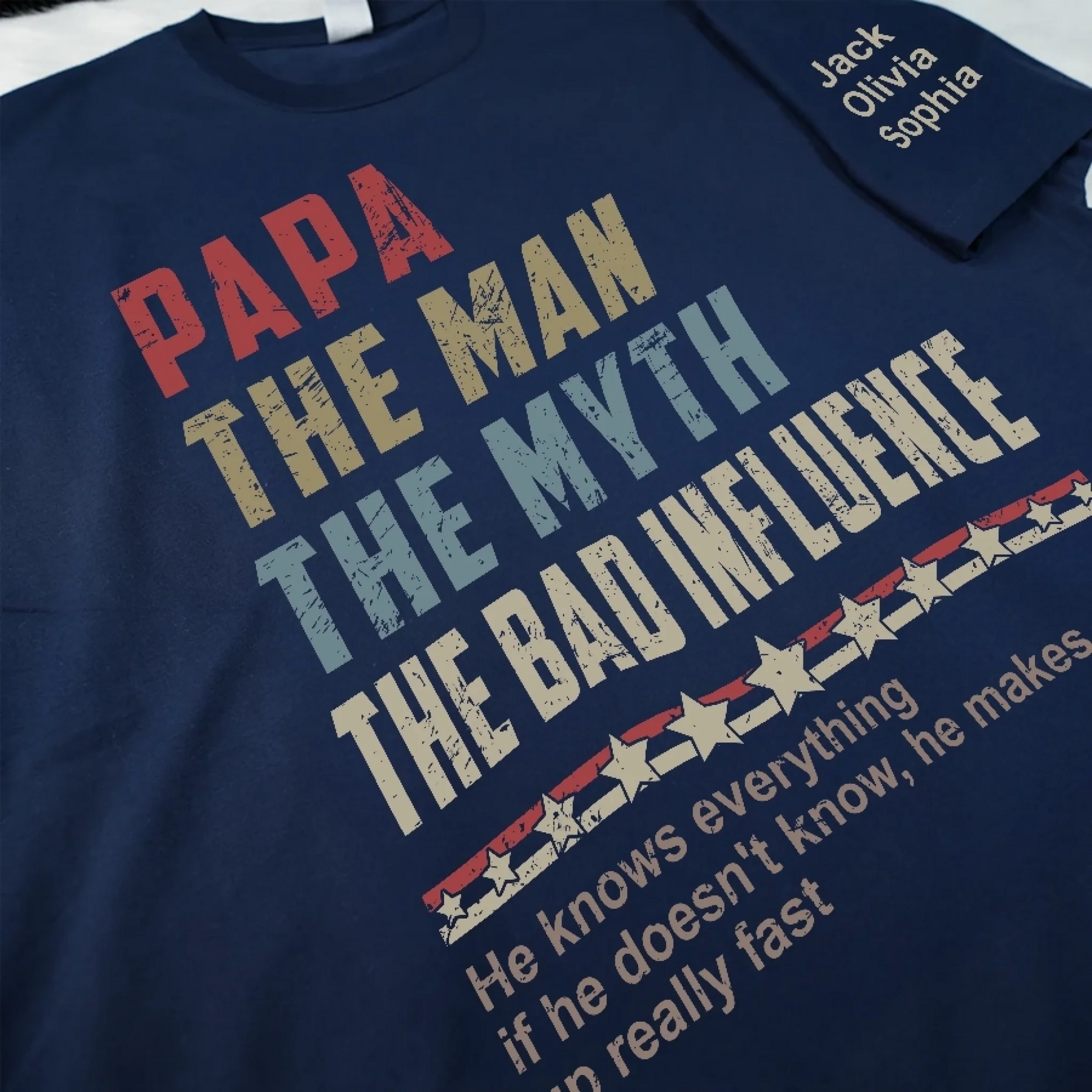 Papa The Man The Myth The Legend – Personalized Dad, Papa, Grandpa T-Shirt, Custom Birthday & Father’s Day Gift