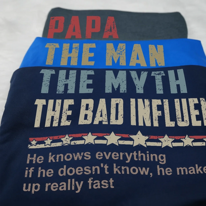 Papa The Man The Myth The Legend – Personalized Dad, Papa, Grandpa T-Shirt, Custom Birthday & Father’s Day Gift