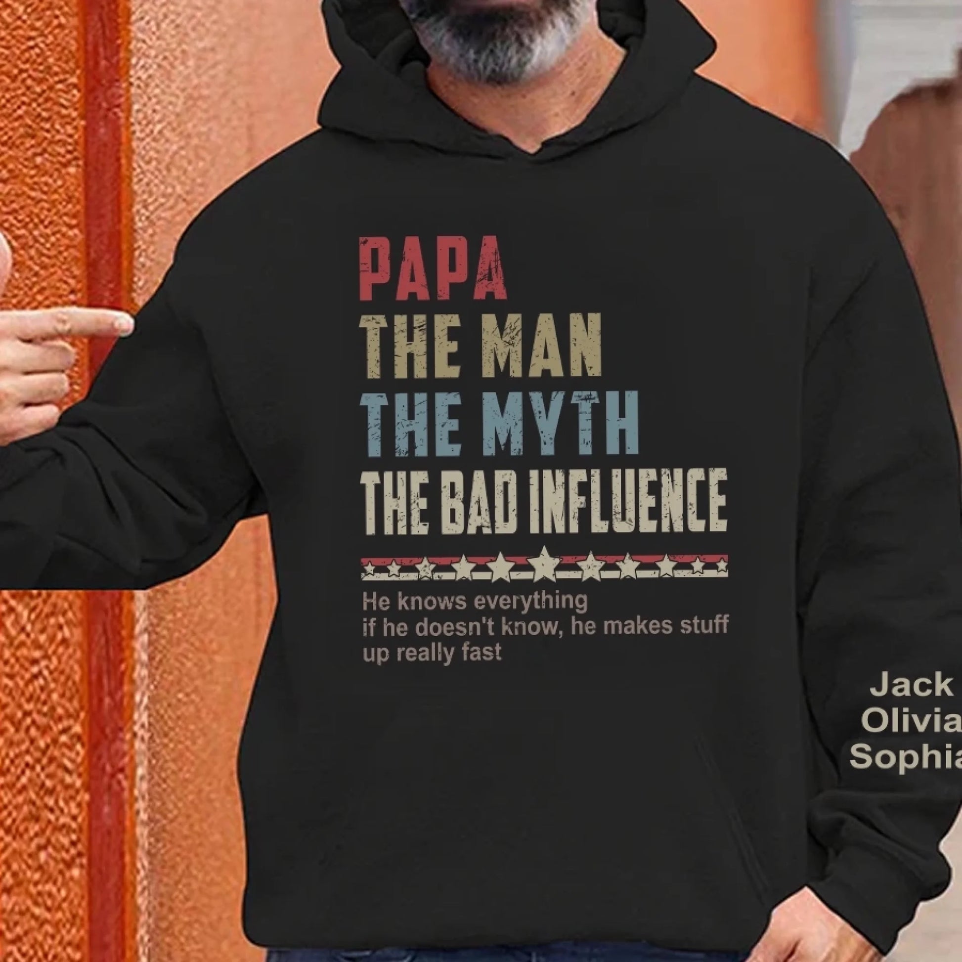 Papa The Man The Myth The Legend – Personalized Dad, Papa, Grandpa T-Shirt, Custom Birthday & Father’s Day Gift