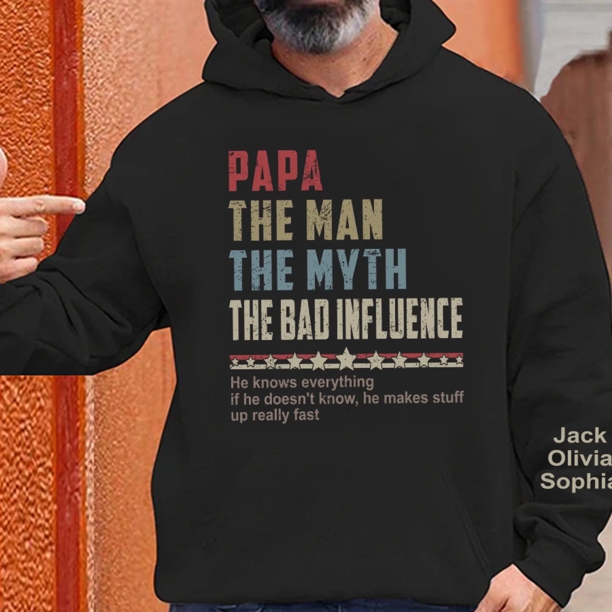 Papa The Man The Myth The Legend – Personalized Dad, Papa, Grandpa T-Shirt, Custom Birthday & Father’s Day Gift