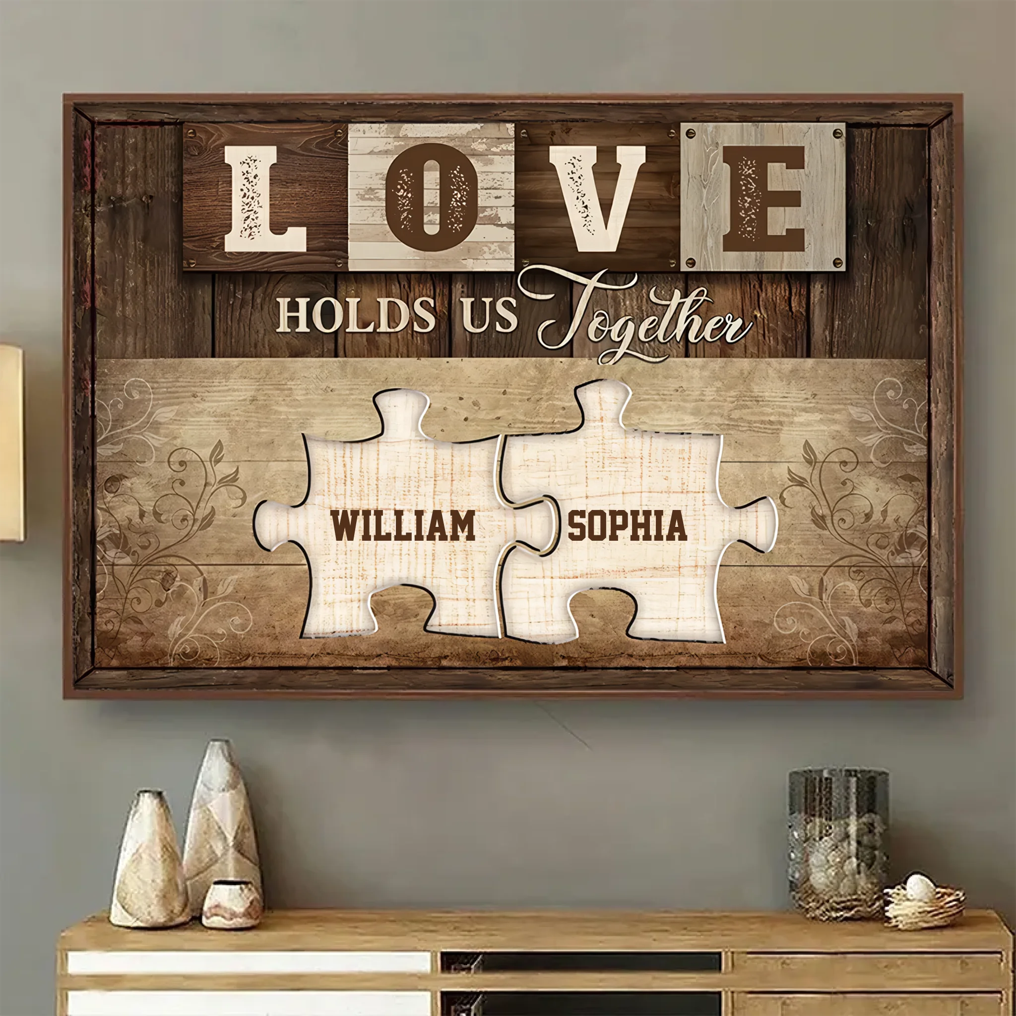 Love Holds Us Together – Personalized Horizontal Poster, Romantic Custom Gift for Couples - POS-MAY25-016-HA