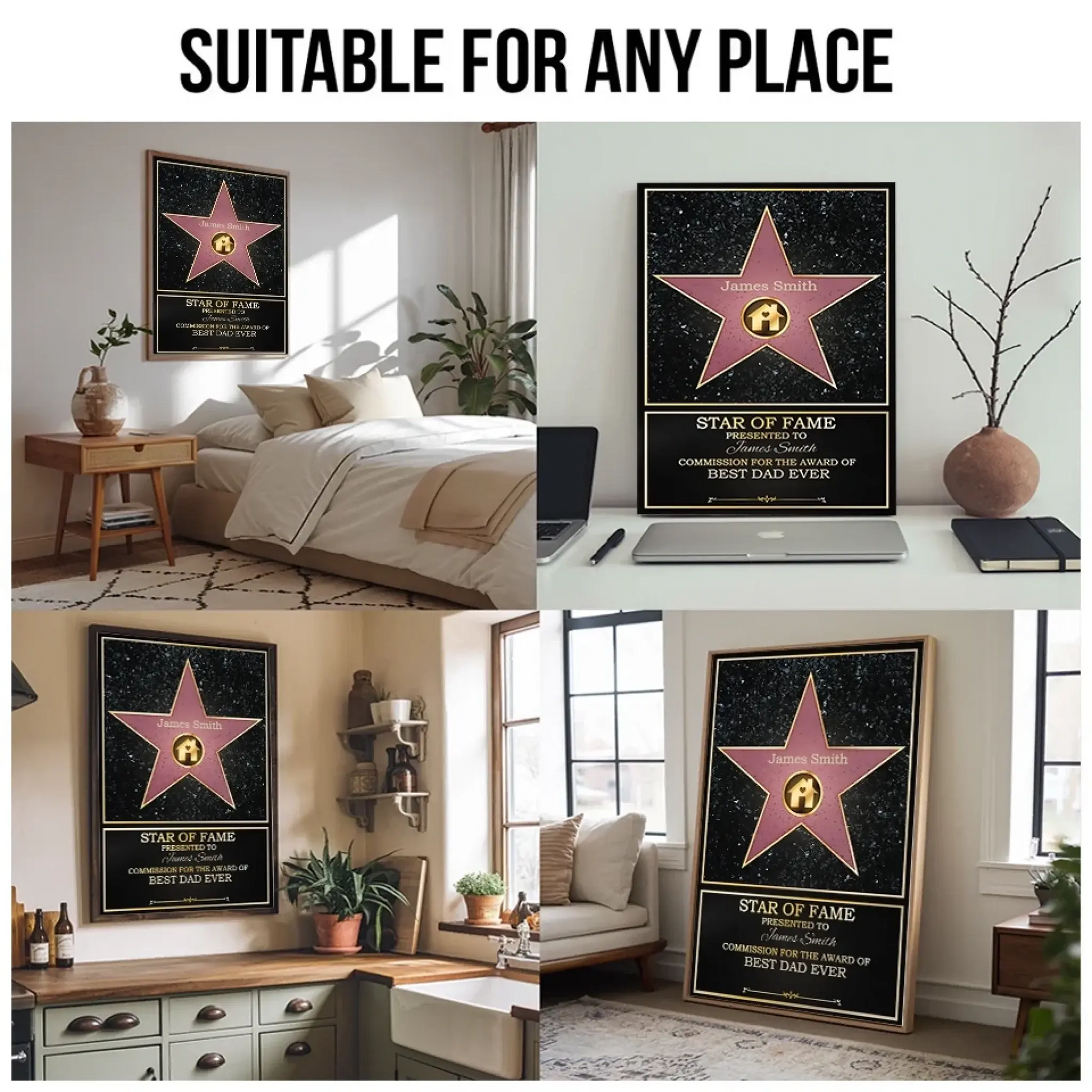 4. Star of Fame – Best Mom & Dad of the Year Personalized Vertical Poster, Custom Family Gift for Mother’s Day, Father’s Day, or Birthdays