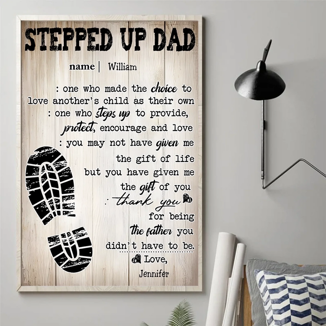 1. To My Stepped Up Dad – Rustic Wood Quote Plaque, Meaningful Father’s Day Gift for the Dad Who Chose to Be There