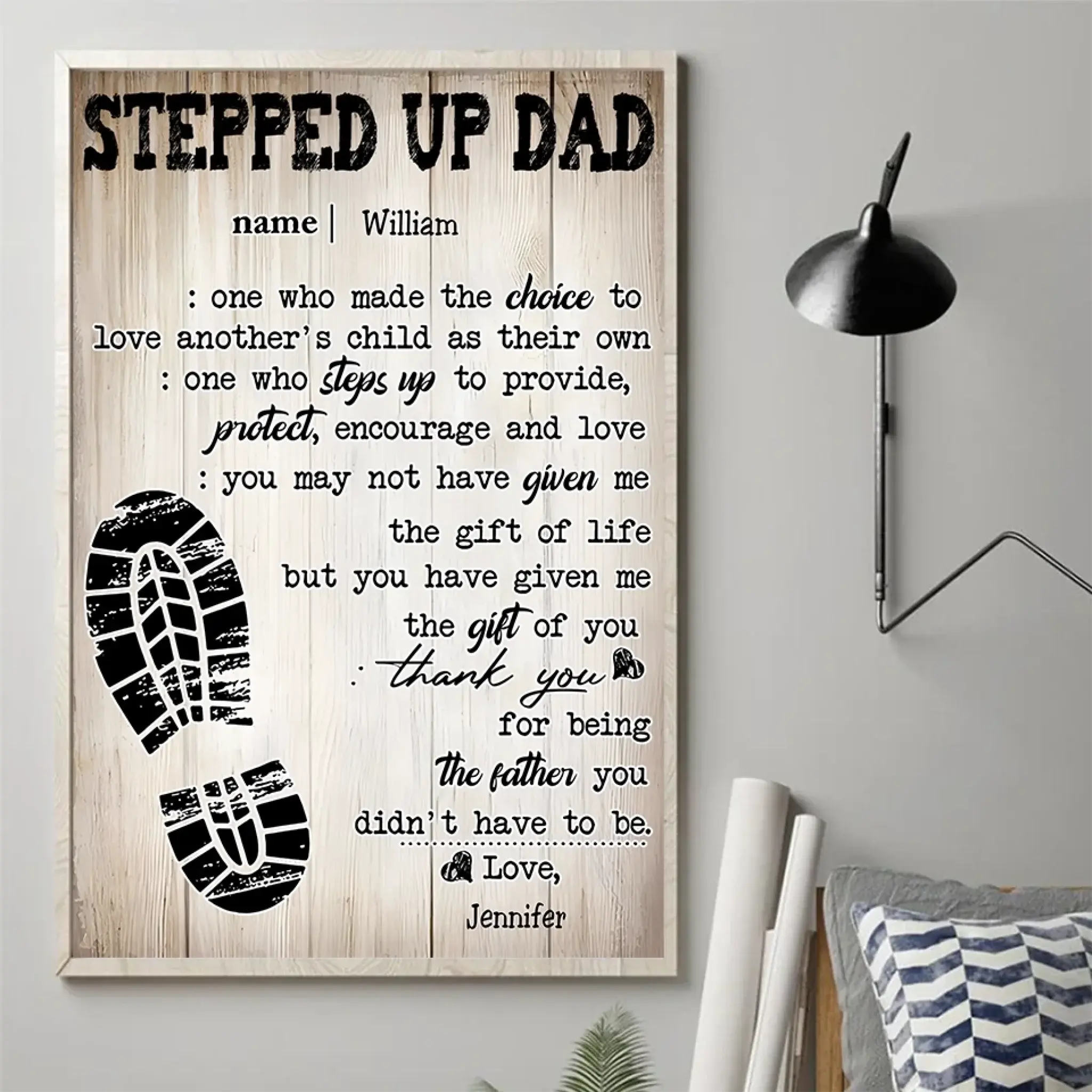 2. To My Stepped Up Dad – Rustic Wood Quote Plaque, Meaningful Father’s Day Gift for the Dad Who Chose to Be There