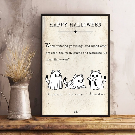 1. Happy Halloween – Vintage Book Page Printable Poster, Antique-Inspired Halloween Decor for a Spooky-Chic Touch