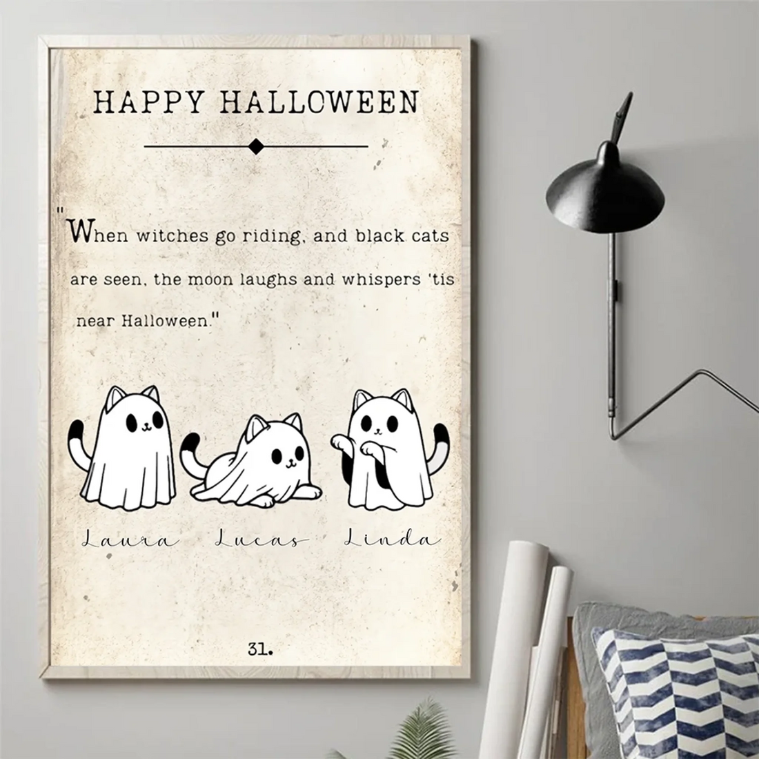 1. Happy Halloween – Vintage Book Page Printable Poster, Antique-Inspired Halloween Decor for a Spooky-Chic Touch