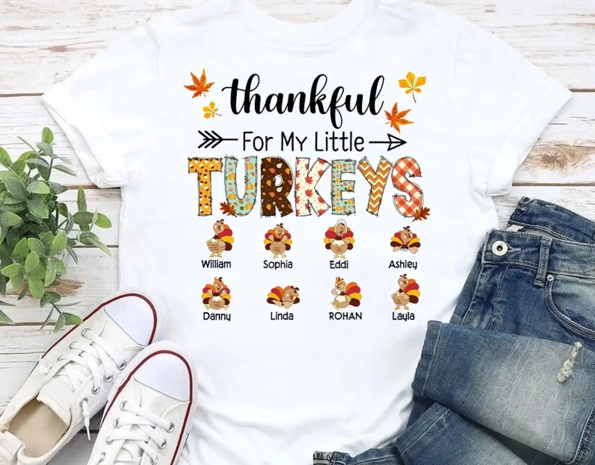 2. Thankful for My Little Turkeys Shirt, Thanksgiving Grandma Shirt with Grandkids