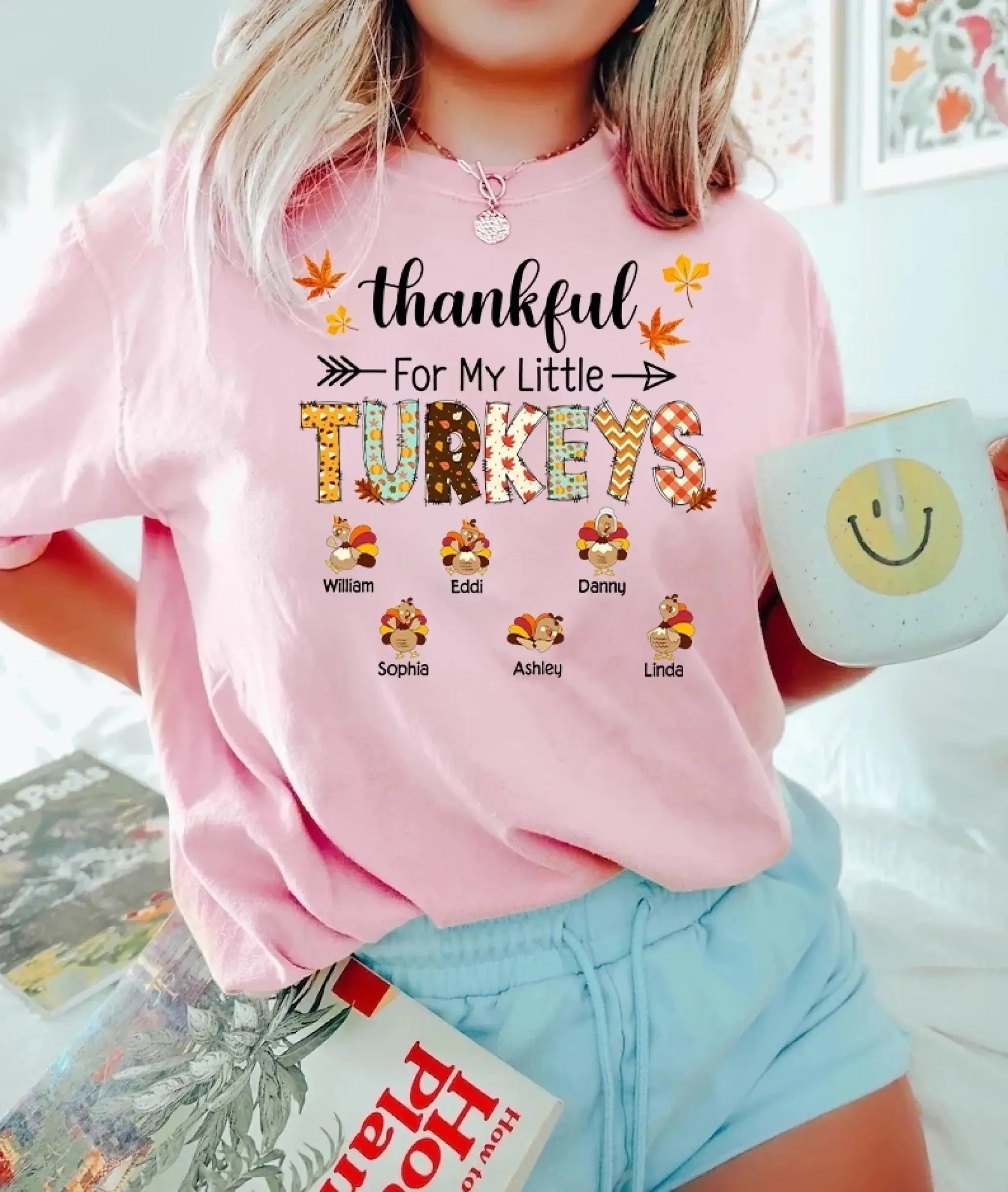 5. Thankful for My Little Turkeys Shirt, Thanksgiving Grandma Shirt with Grandkids