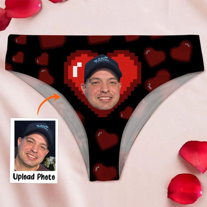 6. Pixel Heart Fun Women's Low-Waisted Brief - Custom Face, Give for Women