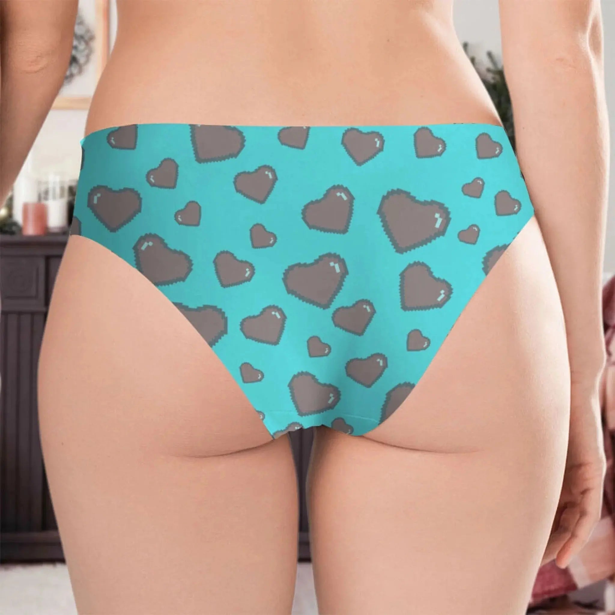 2. Pixel Heart Fun Women's Low-Waisted Brief - Custom Face, Give for Women