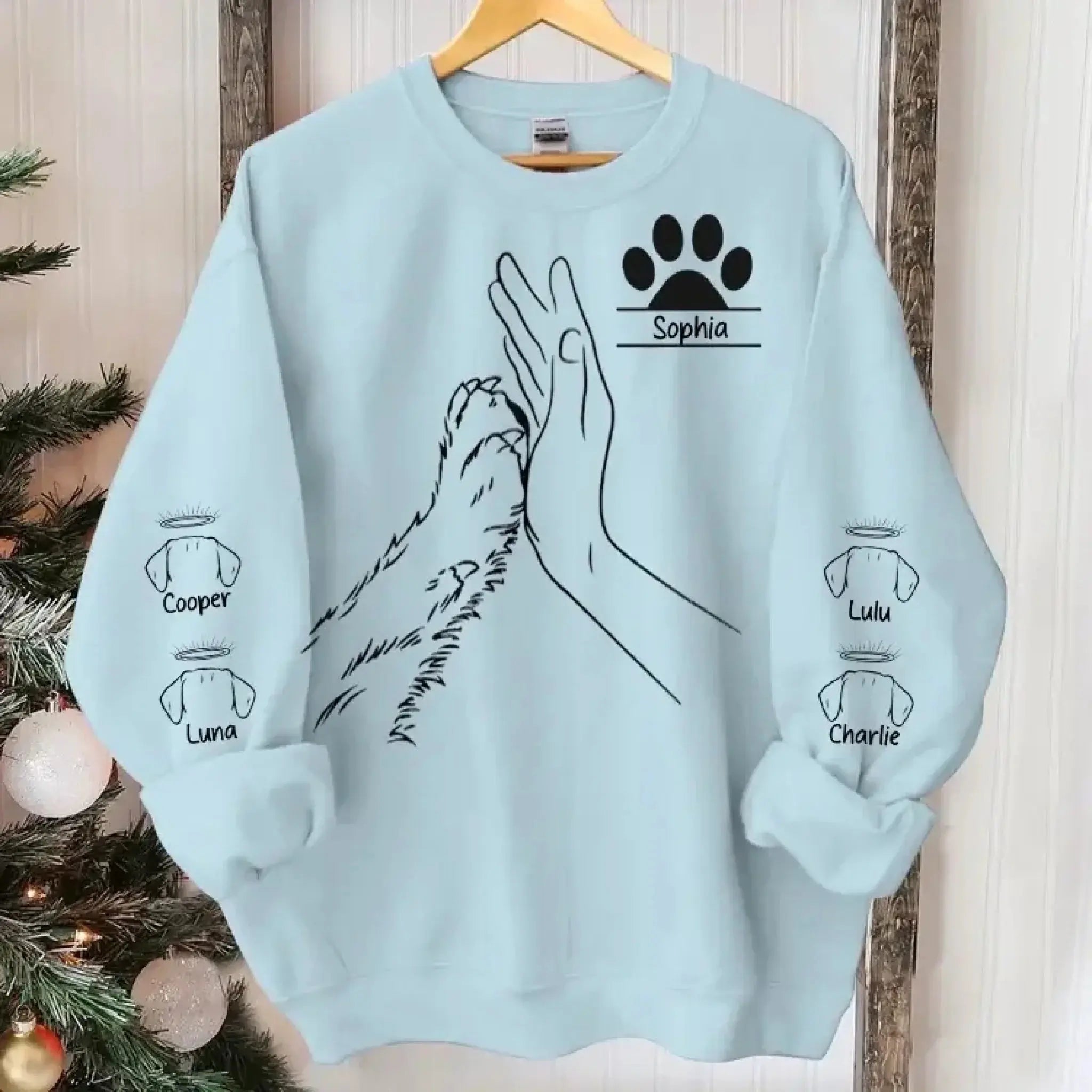4. Personalized Dog Lover Sweatshirt-Hoodie – Custom Name & Paw High Five Design