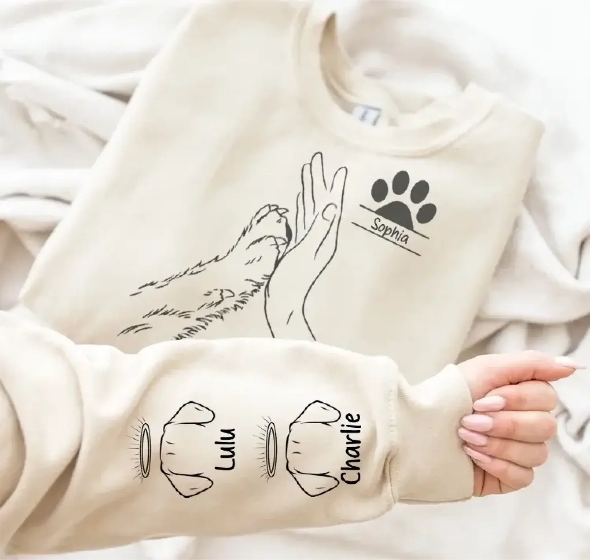 5. Personalized Dog Lover Sweatshirt-Hoodie – Custom Name & Paw High Five Design