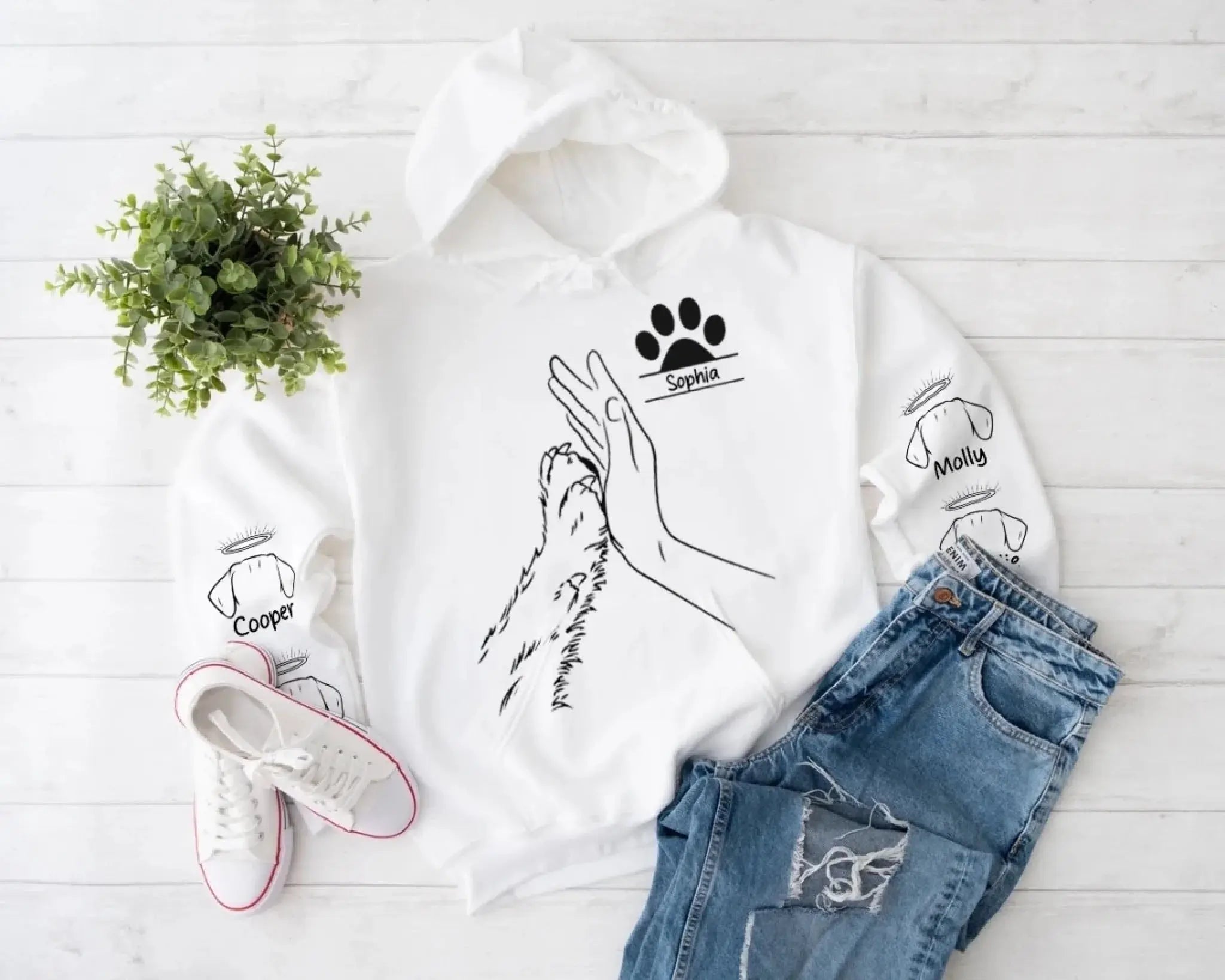 14. Personalized Dog Lover Sweatshirt-Hoodie – Custom Name & Paw High Five Design
