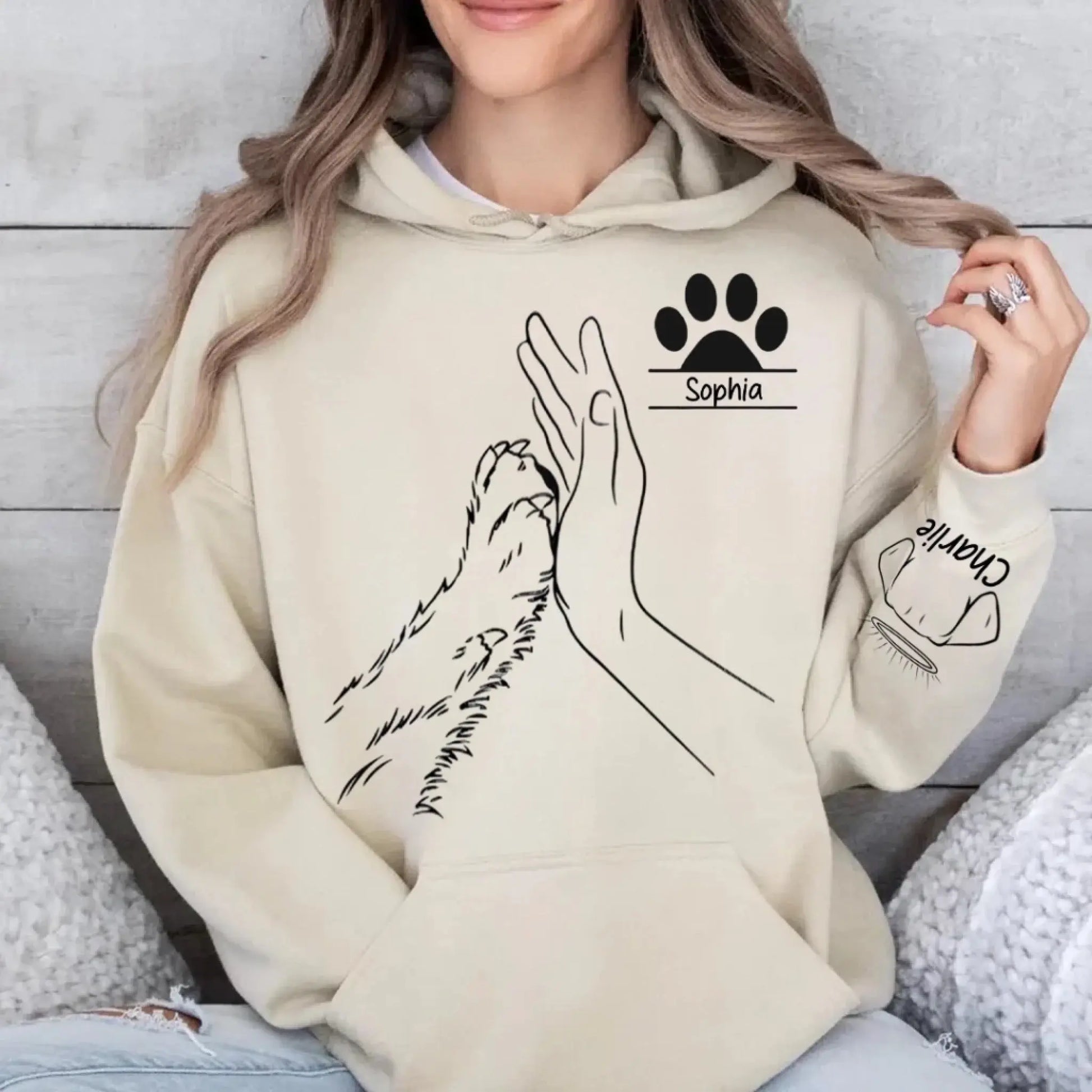 12. Personalized Dog Lover Sweatshirt-Hoodie – Custom Name & Paw High Five Design