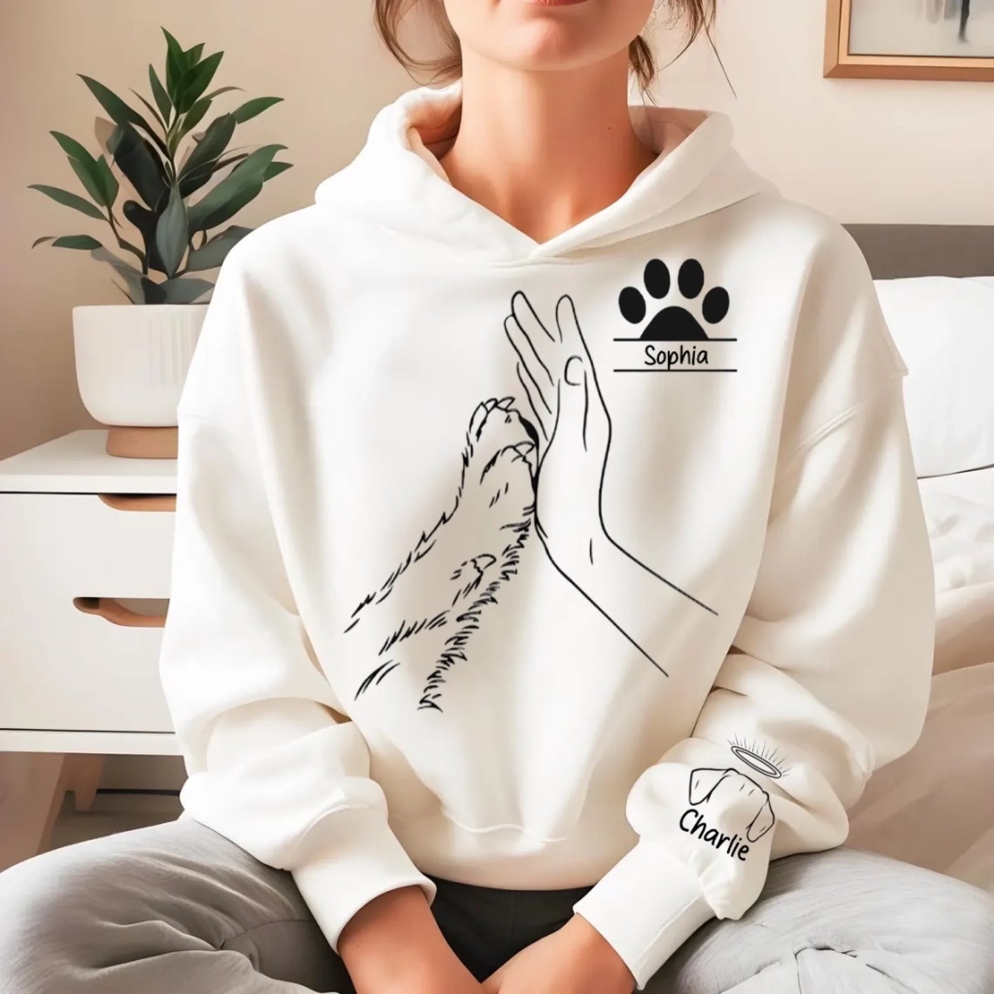 13. Personalized Dog Lover Sweatshirt-Hoodie – Custom Name & Paw High Five Design