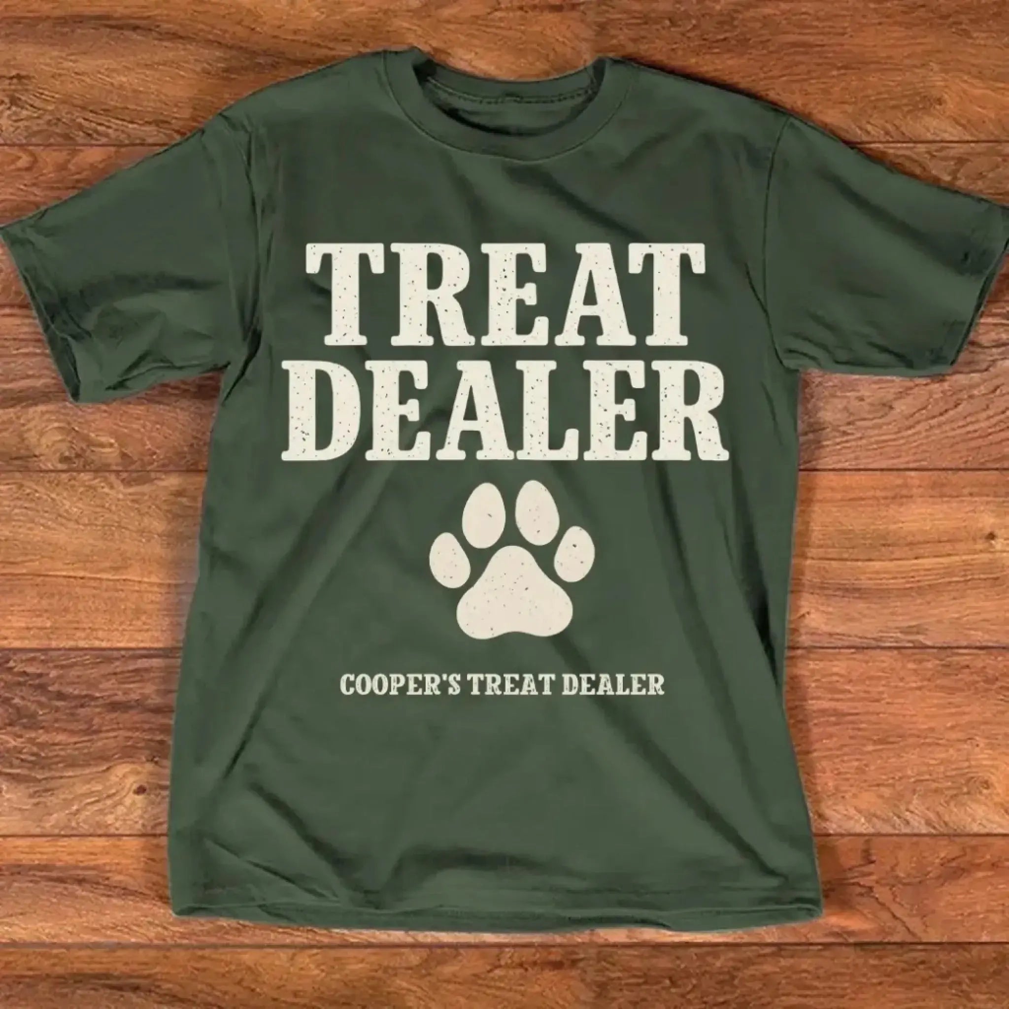 7. Personalized Treat Dealer Shirt — Unique Gift for Pet Owners & Trainers