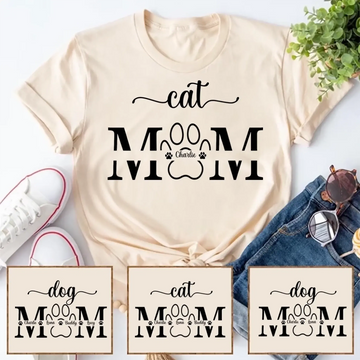 5. Custom Pet Mom Shirt with Pet Name & Paw Print – Personalized Gift for Pet Lovers
